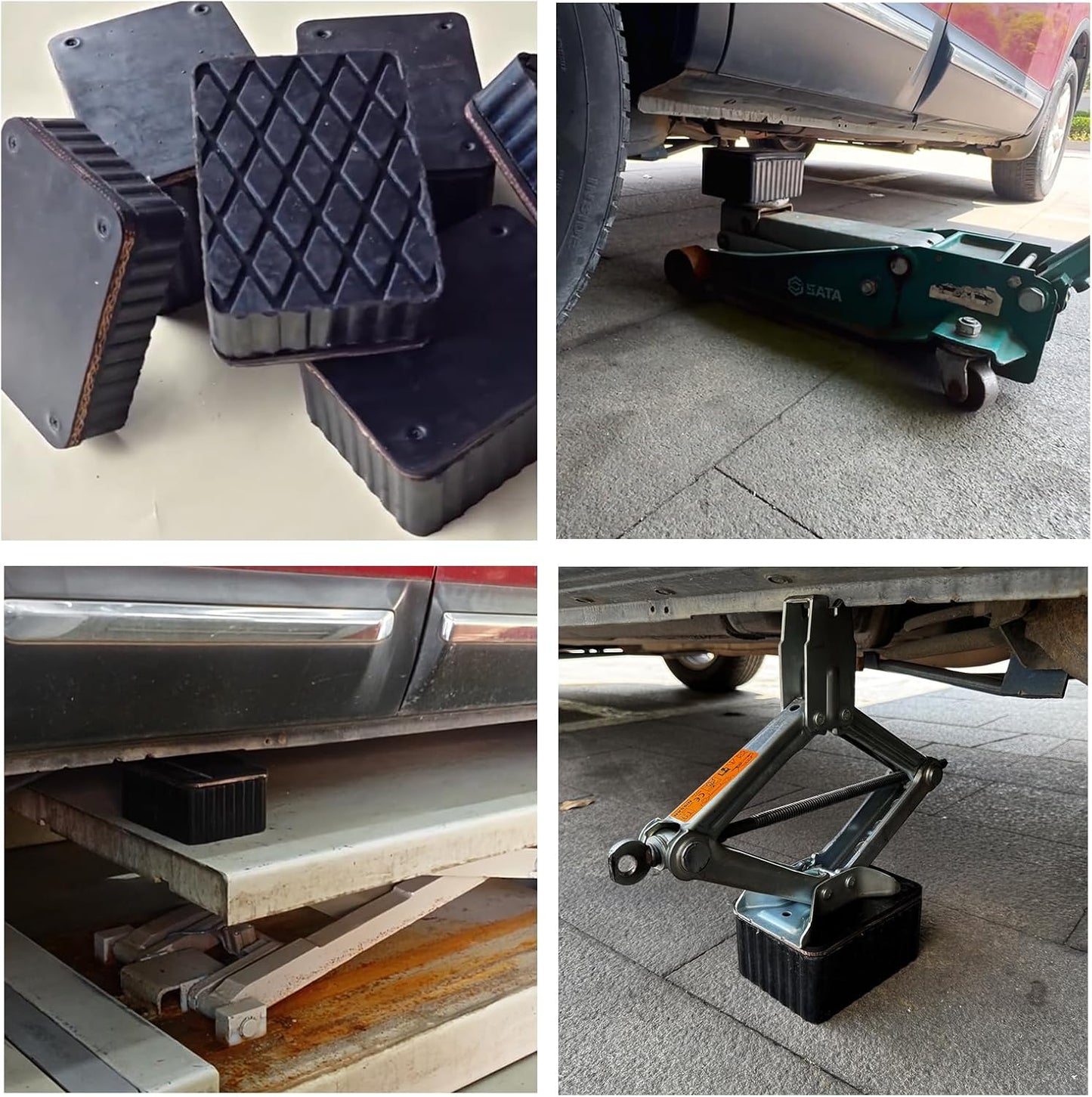 Rubber Block for Car Lift- Nylon Layer Reinforced, Heavy Duty 0000lbs Capacity, Anti-Split Spacer Pads for Commercial Scissor Lift, SUVs, Trucks& More- 6.3″(L)×4.7″(W)×3.2″(H) 1Piece