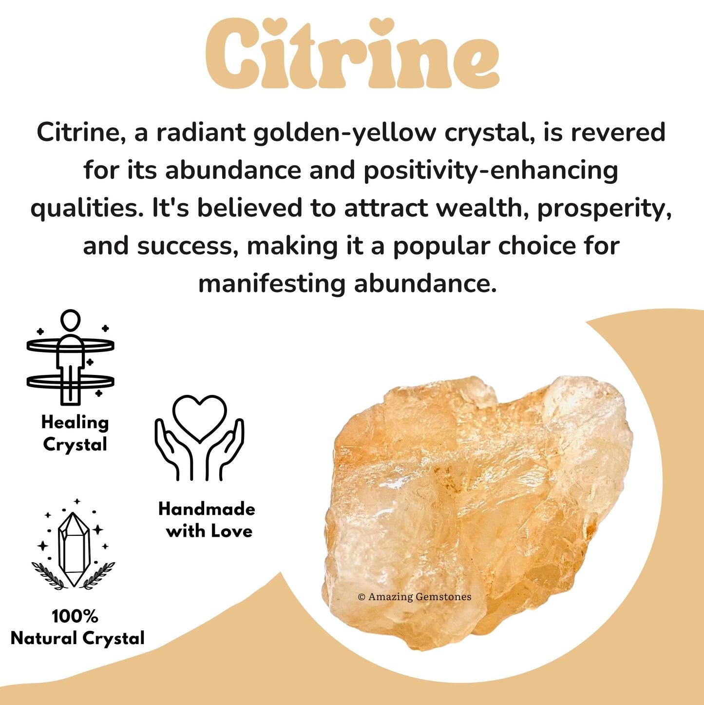 Amazing Gemstone Citrine Raw Crystals and Healing Stones, Natural Rocks For Tumbling - DIY Raw Stones And Crystals (1 Piece)