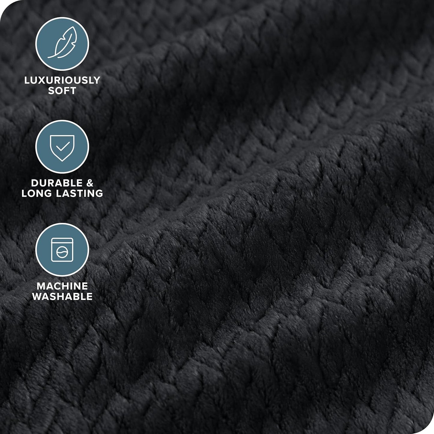 Bare Home Textured Fleece Blanket - Throw/Travel - Ultra-Soft Lightweight for Bed, Sofa, and Couch - Luxury Microplush - Cozy Warm Blanket (Throw/Travel, Chevron Black)