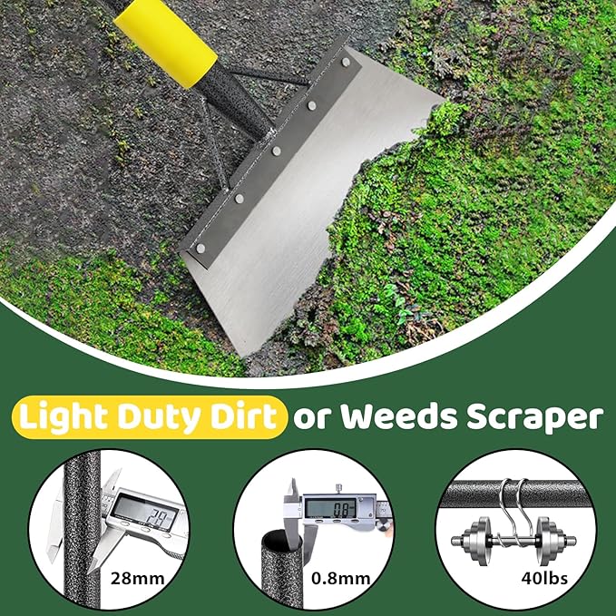 Snow Shovel Ice Scrapers, 60” Garden Flat Shovel for Driveway Snow Ice Removal, Stainless Steel Multifunctional Cleaning Shovels Chopper Floor Scraper for Outdoor Walkway Car