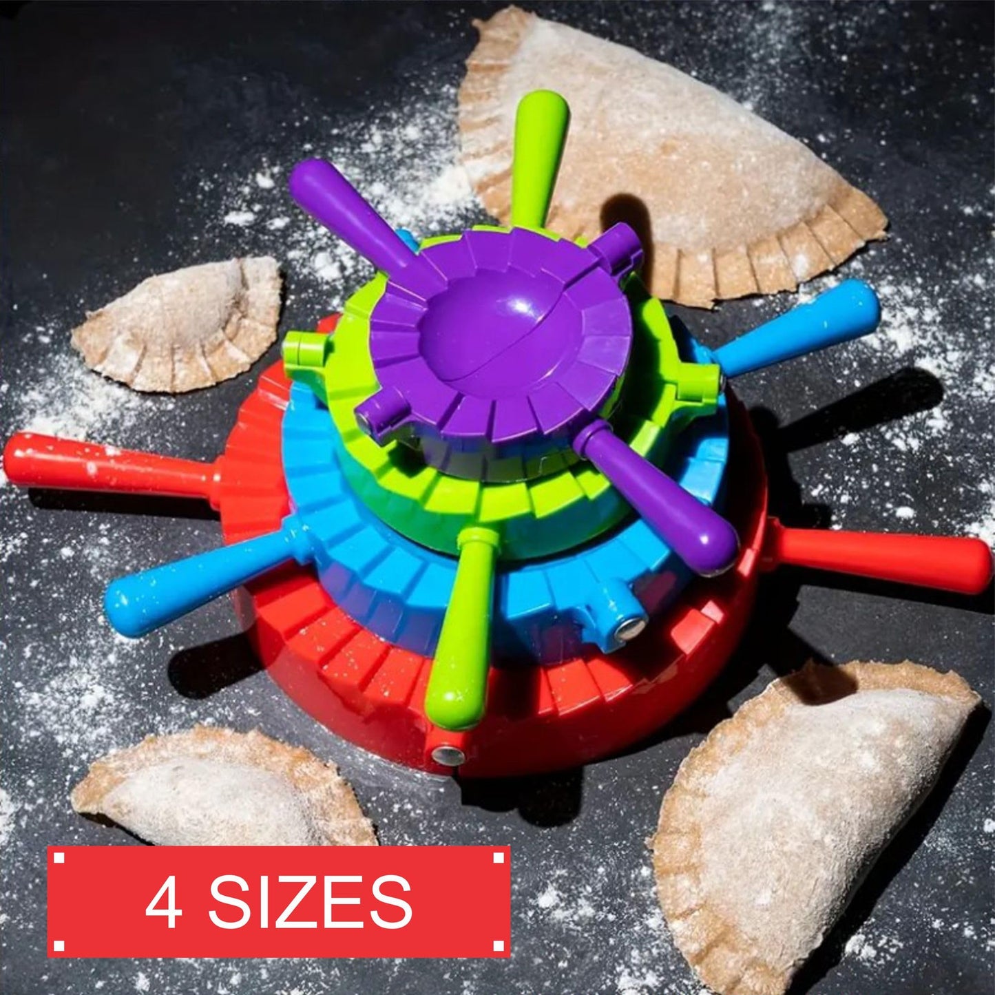 Dumpling Maker Press Mold Set of 4 - Gyoza Pot Pie Maker, Dough Press, Empanada Press 5 inch, Empanada Maker Press 6 inch, Chinese Soup Dumpling, Dumpling Mold, Ravioli, Dumpling potsticker maker