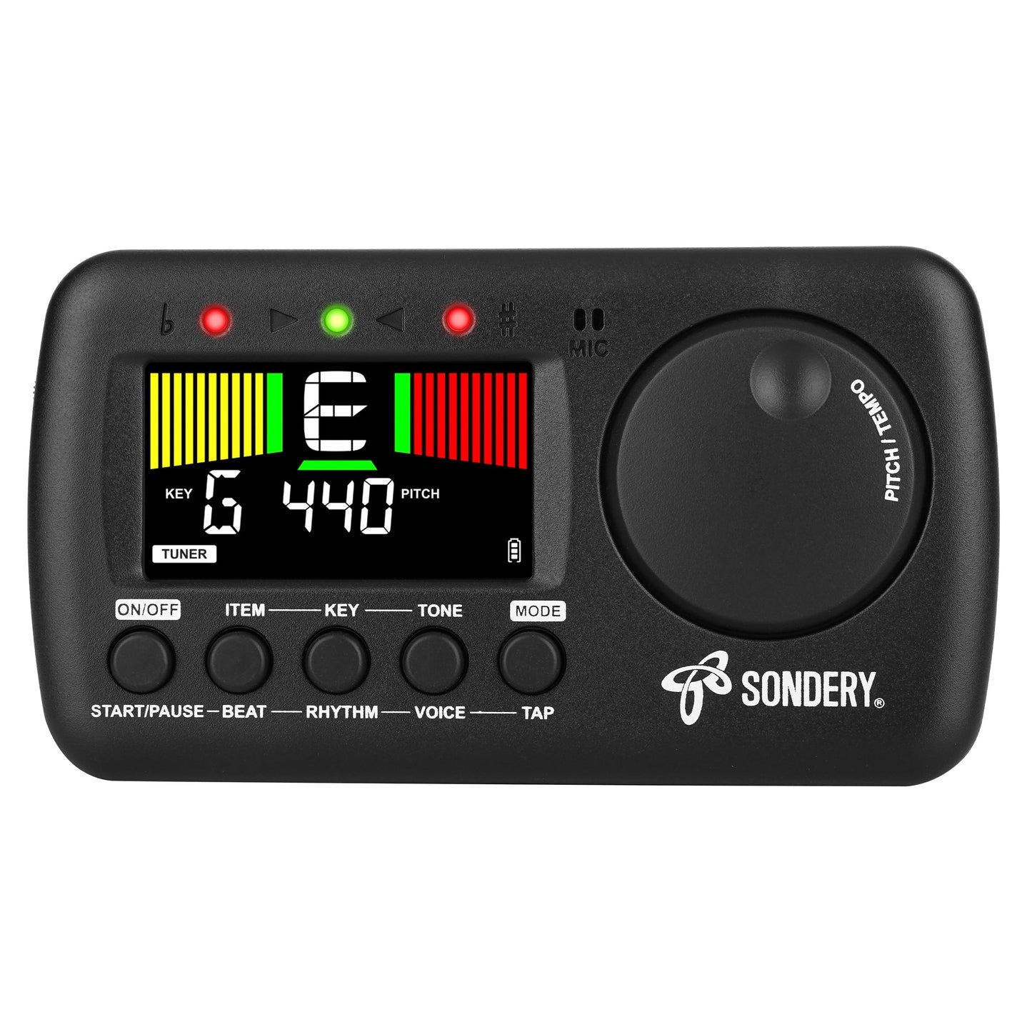 Sondery 3 in 1 Digital Metronome Tuner for All Instruments, Rechargeable Metronome with Tap Tempo, Chromatic Tuner Tone Generato
