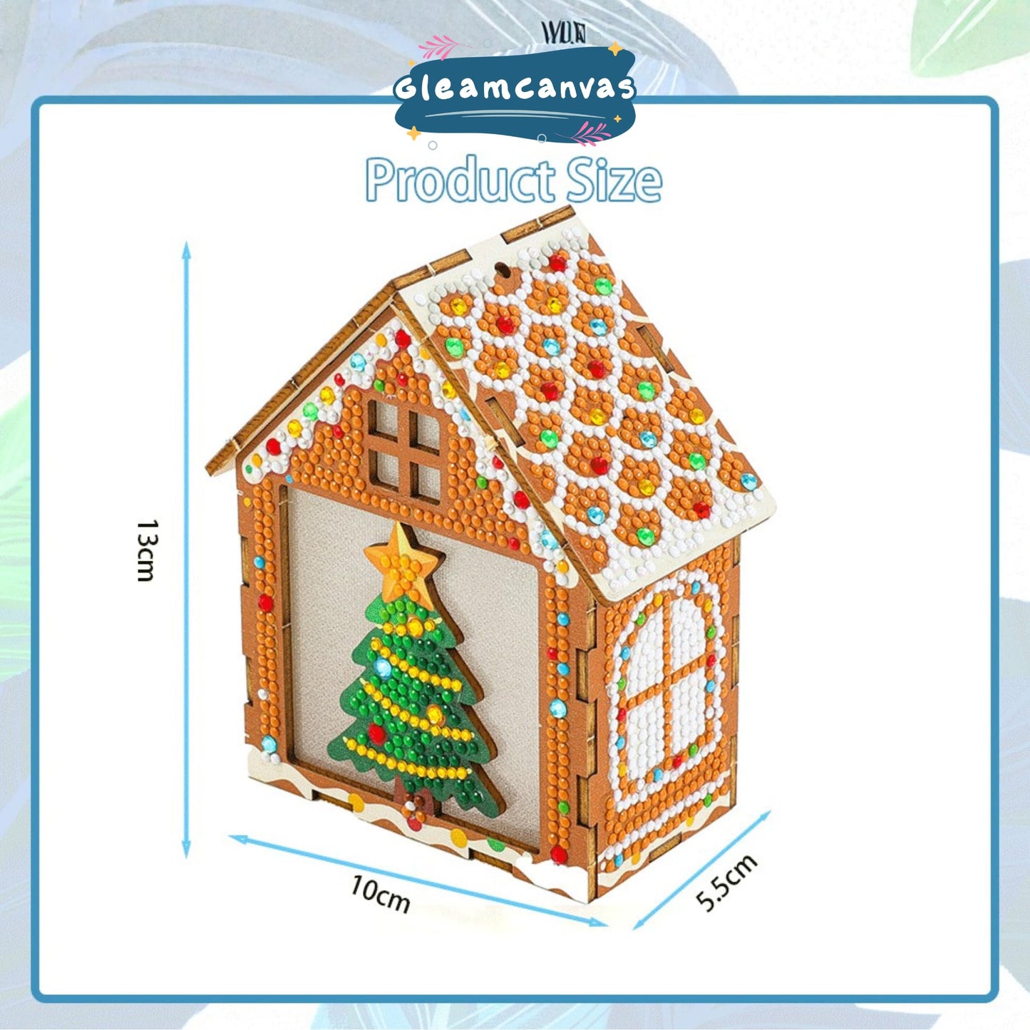 Party Ready LED Light-Up Diamond Painting Christmas Houses – DIY Rhinestone Mosaic Wooden Ornament Set, Holiday Tabletop Decor, Kids Craft Kit (Four Ornament Set)