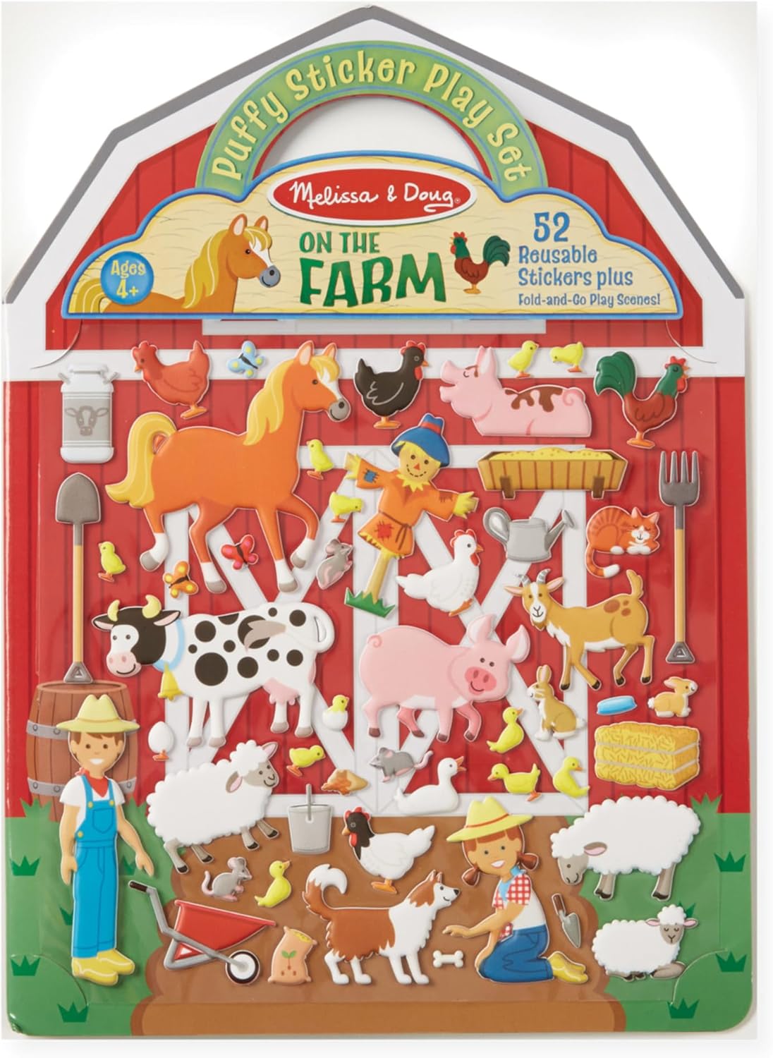 Melissa & Doug Puffy Sticker Play Set – On The Farm, 52 Reusable Stickers with 2 Fold-Out Scenes, Restickable Animal Arts and Crafts Activity Book for Kids Ages 4+ - FSC Certified