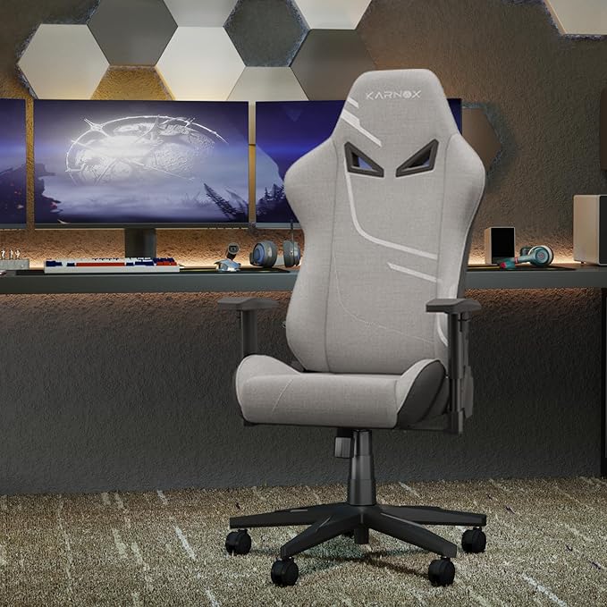 KORNOX Gaming Chair Fabric Ergonomic for Adults, Office Chair High Back,Desk Chair Racing,Task Chair Cloth Adjustable Swivel,Game Chair with Headrest and Lumbar Support for Teens,Silver Grey