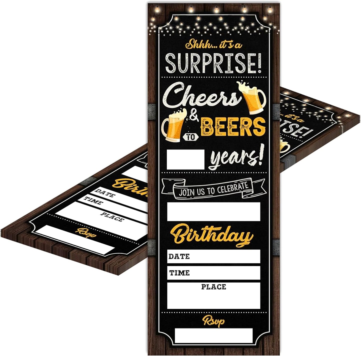 Cheers And Beers Birthday Invitation-Beers Ticket Invite Cards with Envelopes for Adults-3x8 inch Birthday Card-Party Favor & Supplies (20 Packs)-A21