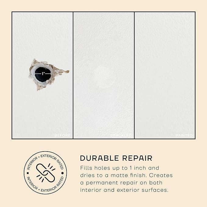 soto Small Hole Repair, White Spackle, 4 Ounces (No. 07 in Situ White) — High Strength Small Hole Filler for use on: Walls, Drywall, Ceiling, Furniture, Cabinets