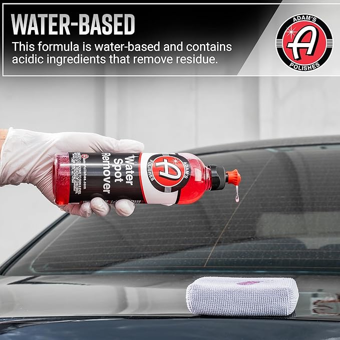 Adam's Polishes Water Spot Remover - Hard Water Stain for Glass, Shower Doors, Paint, Windows, Car Detailing | Calcium, Magnesium & Soap Scum Remover