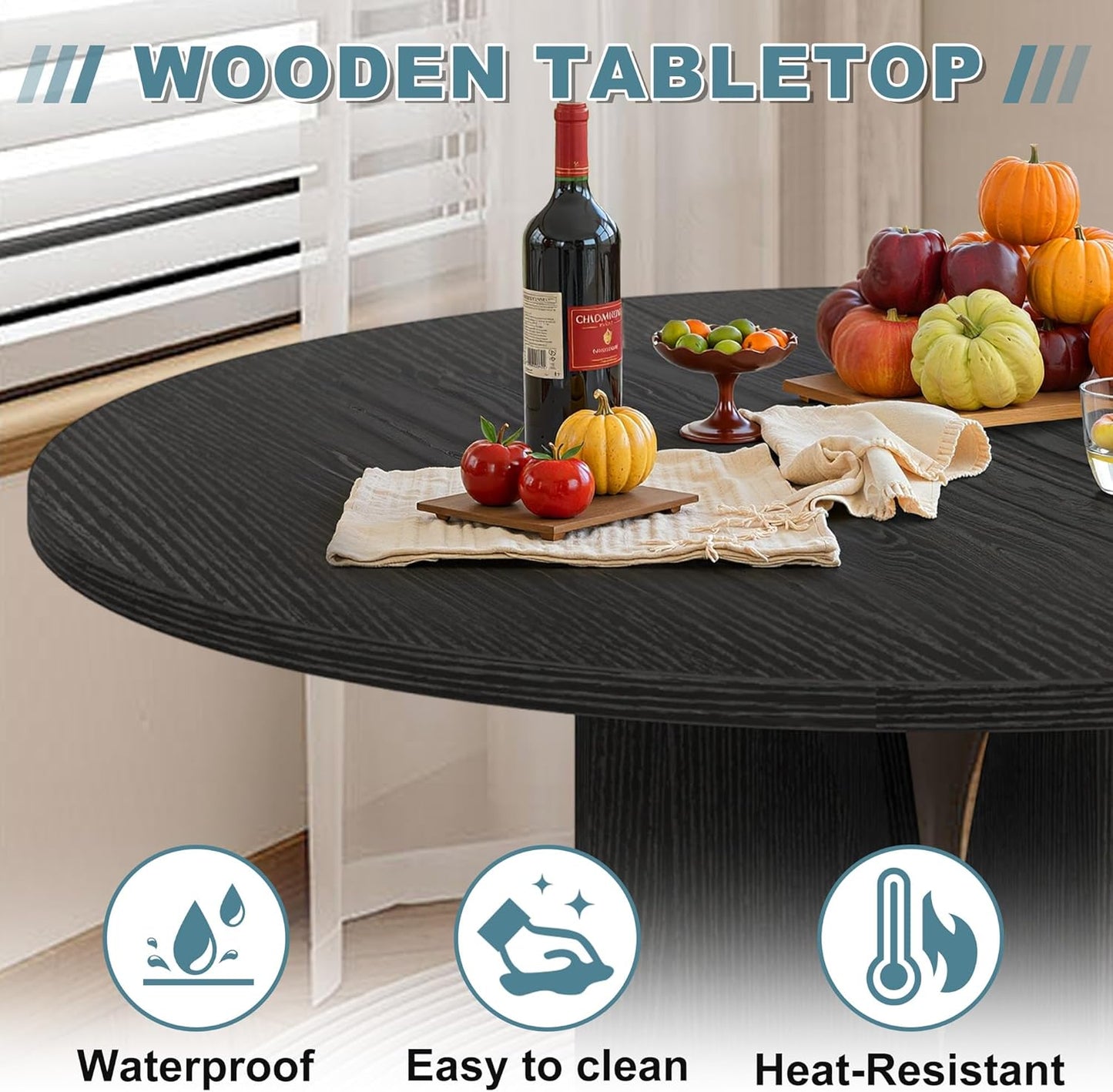 Round Dining Table for 4, 39" Small Dinner Table with Cross Base Round Black Kitchen Tables for Dining Room, Kitchen, Living Room