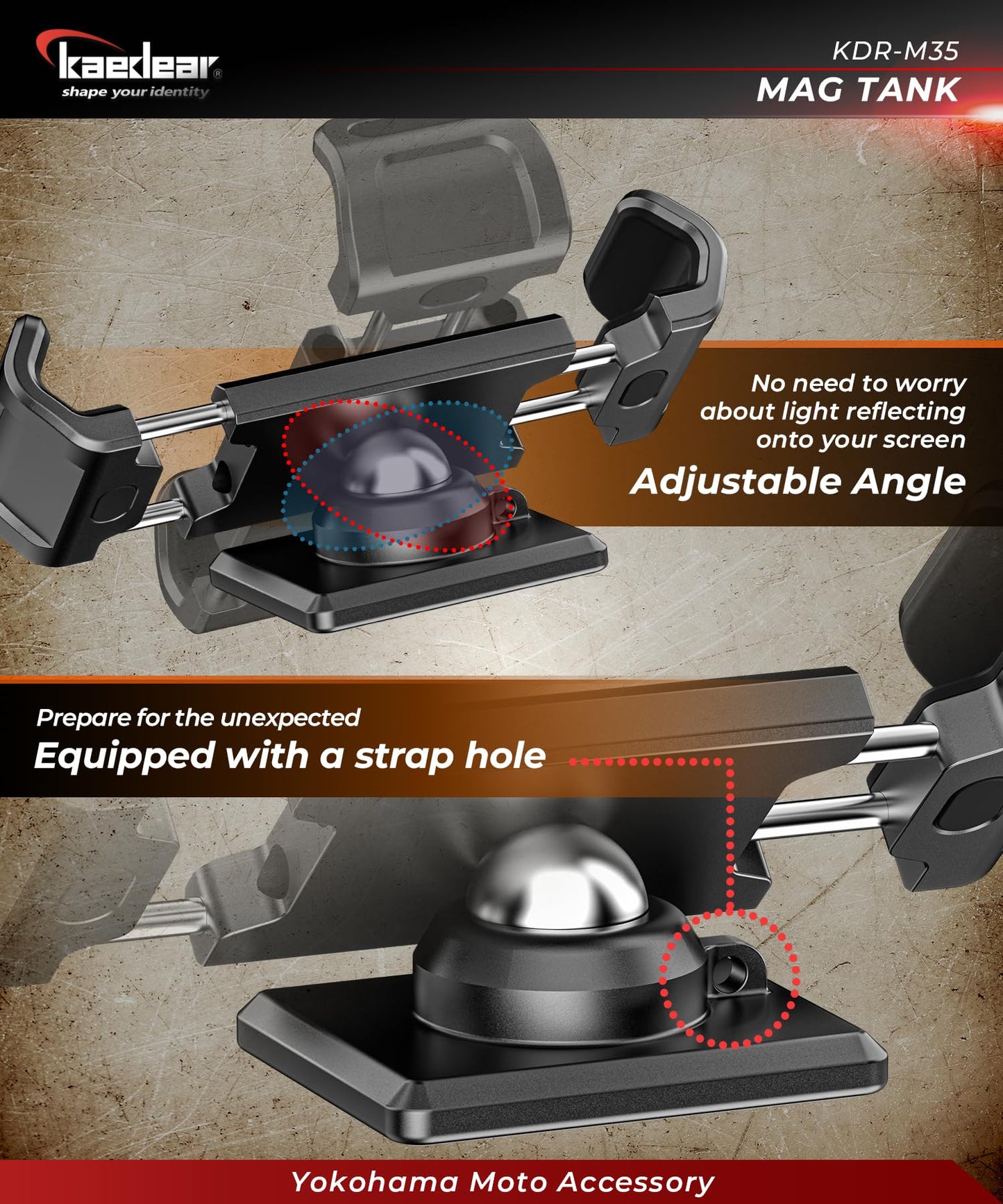 Kaedear Motorcycle Magnetic Phone Holder, Strong Neodymium Magnet, 360 Rotation, Scratch Protection, Aluminum Alloy, Mag Tank Kd