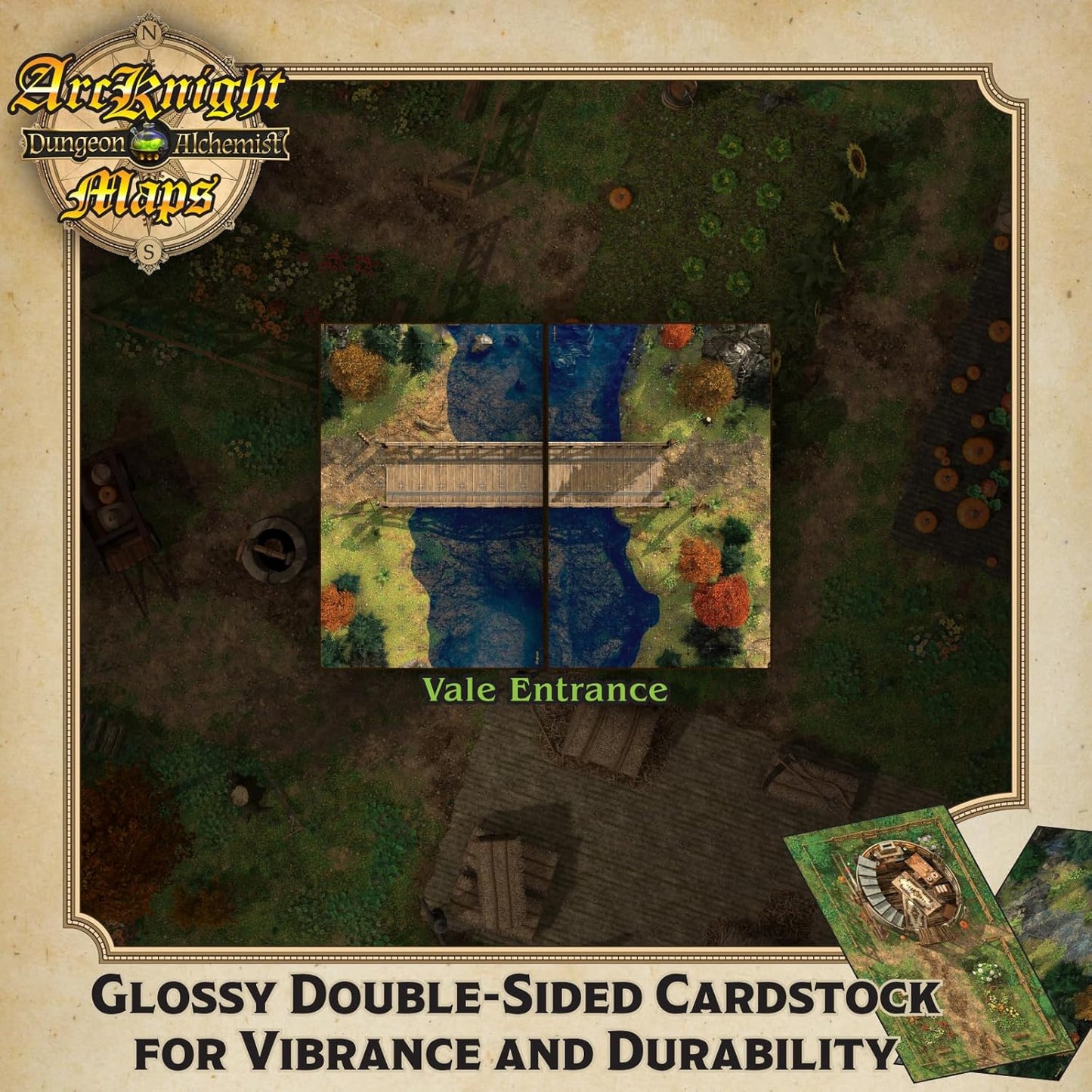 Arcknight The Vale of Adventure Roleplaying D&D Battle Map; 16 Modular RPG Maps in 8 Double-Sided Pages, 1" Square Grid, Modular & Versatile DND Map for ttrpg Gaming - for Dungeons & Dragons