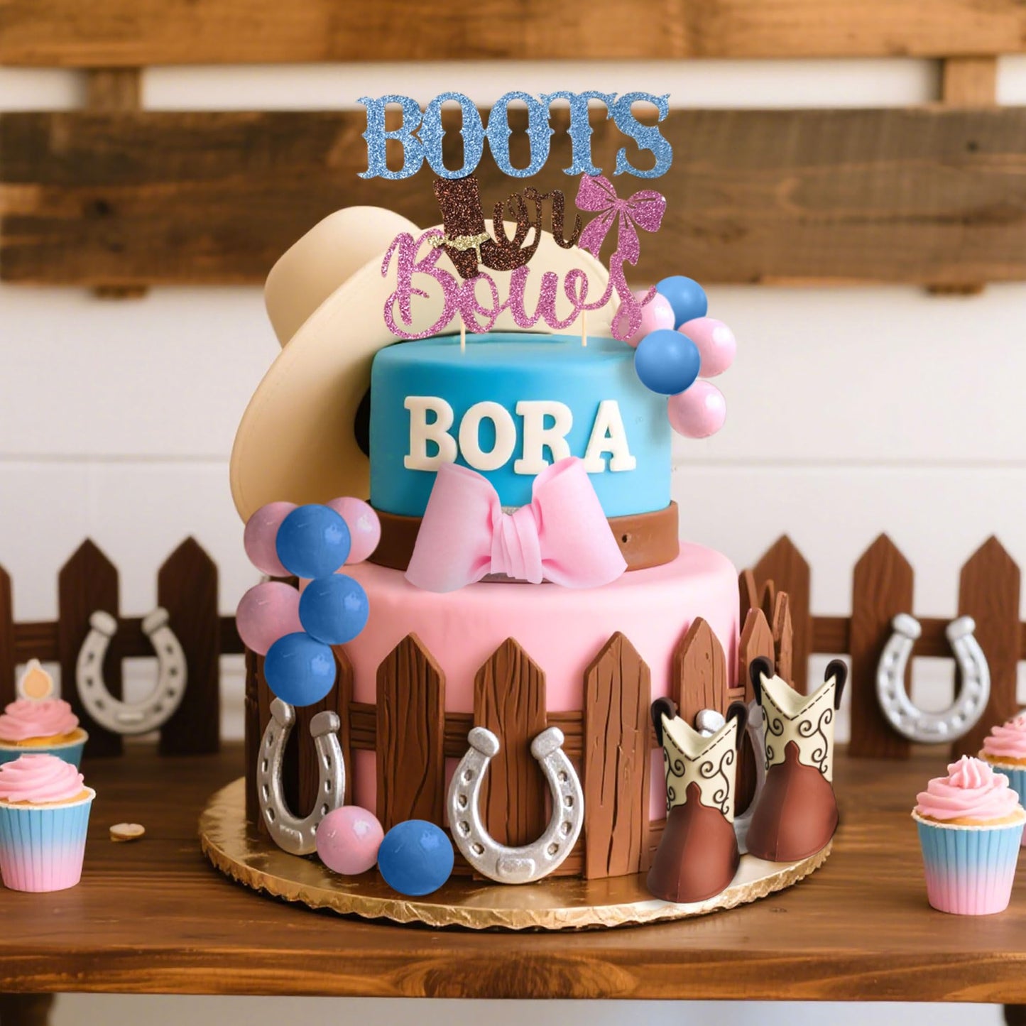 Boots or Bows Gender Reveal Cake Decorations Boy or Girl Gender Reveal Theme Cake Decorations Baby Shower Boys Or Girls Party Supplies