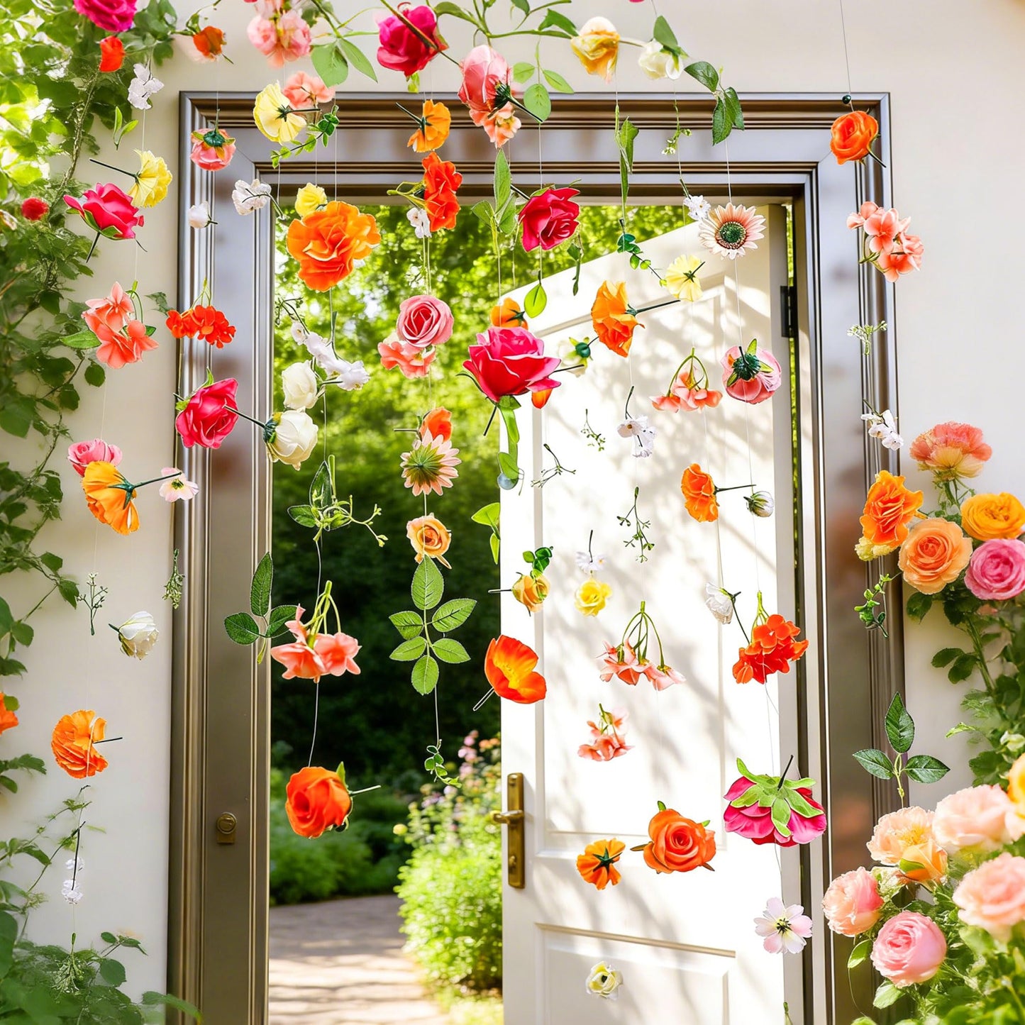 6.5 ft Flower Garlands Hanging Artificial Wildflower Wall Decor Ceiling Floating Floral Backdrop Flower Garland for Garden for Birthday Party Supplies