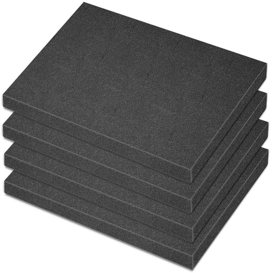 Polyurethane Foam Padding, 4 PCS 16 x 12 x 0.5 Inch Black Soft Cuttable Packing Foam Inserts for Cases, Furniture, Automotive and Packaging