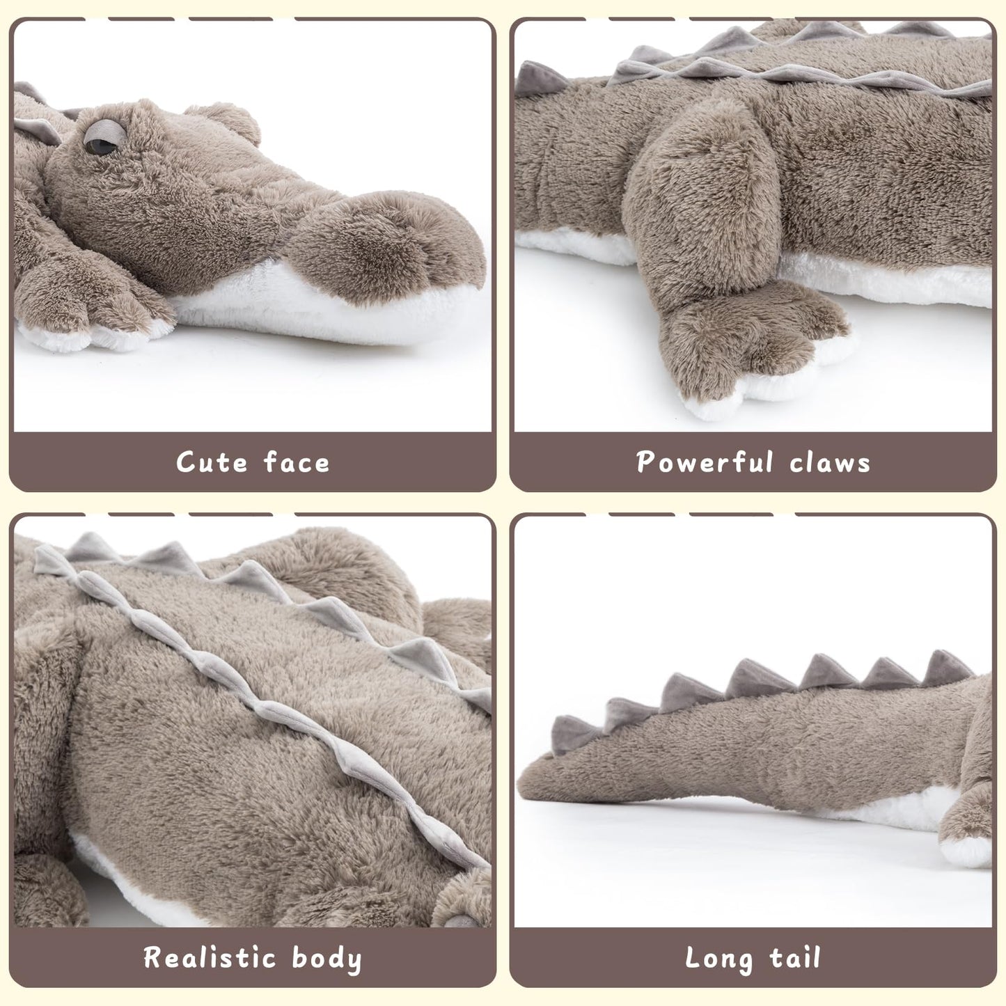 MorisMos 46 inch Giant Alligator Stuffed Animal, Soft Large Alligator Plush Pillow Toy, Big Stuffed Crocodile Gifts for Kids Boys Girls