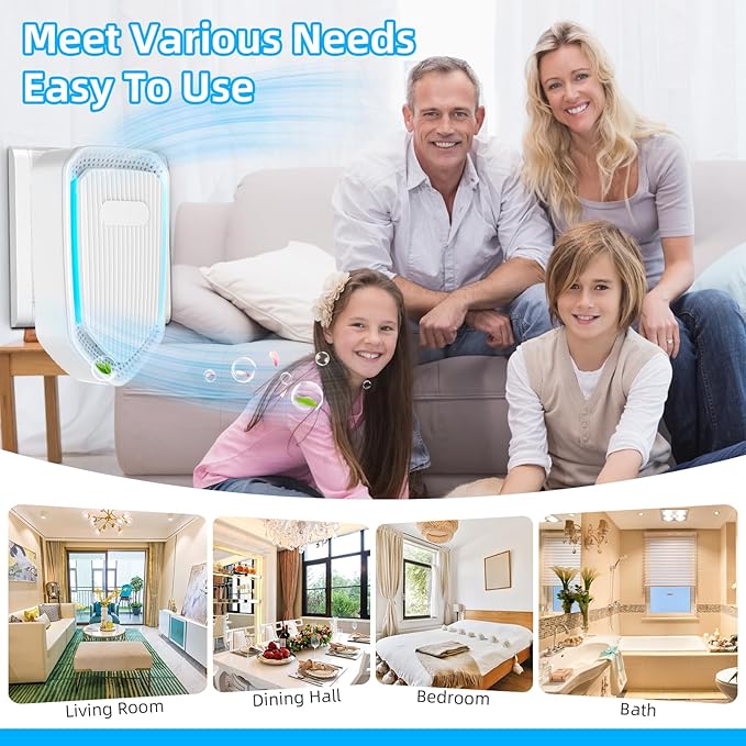 Air Ionizers for Home Plug In,Air Purifier Plug in Wall,Negative Ion Air Purifier for Bedroom -Quiet Operation Air Freshener for Home, Bedroom, Office, Garage Room,Odor,Pets Smell(8)