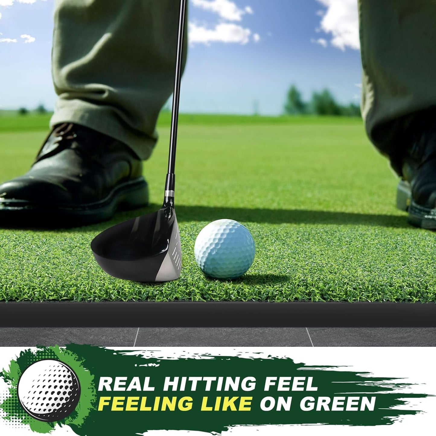 LIBERRWAY Thicken Golf Mat, 5x4ft Practice Turf, Indoor/Outdoor, Training Aid with 9 Golf Balls