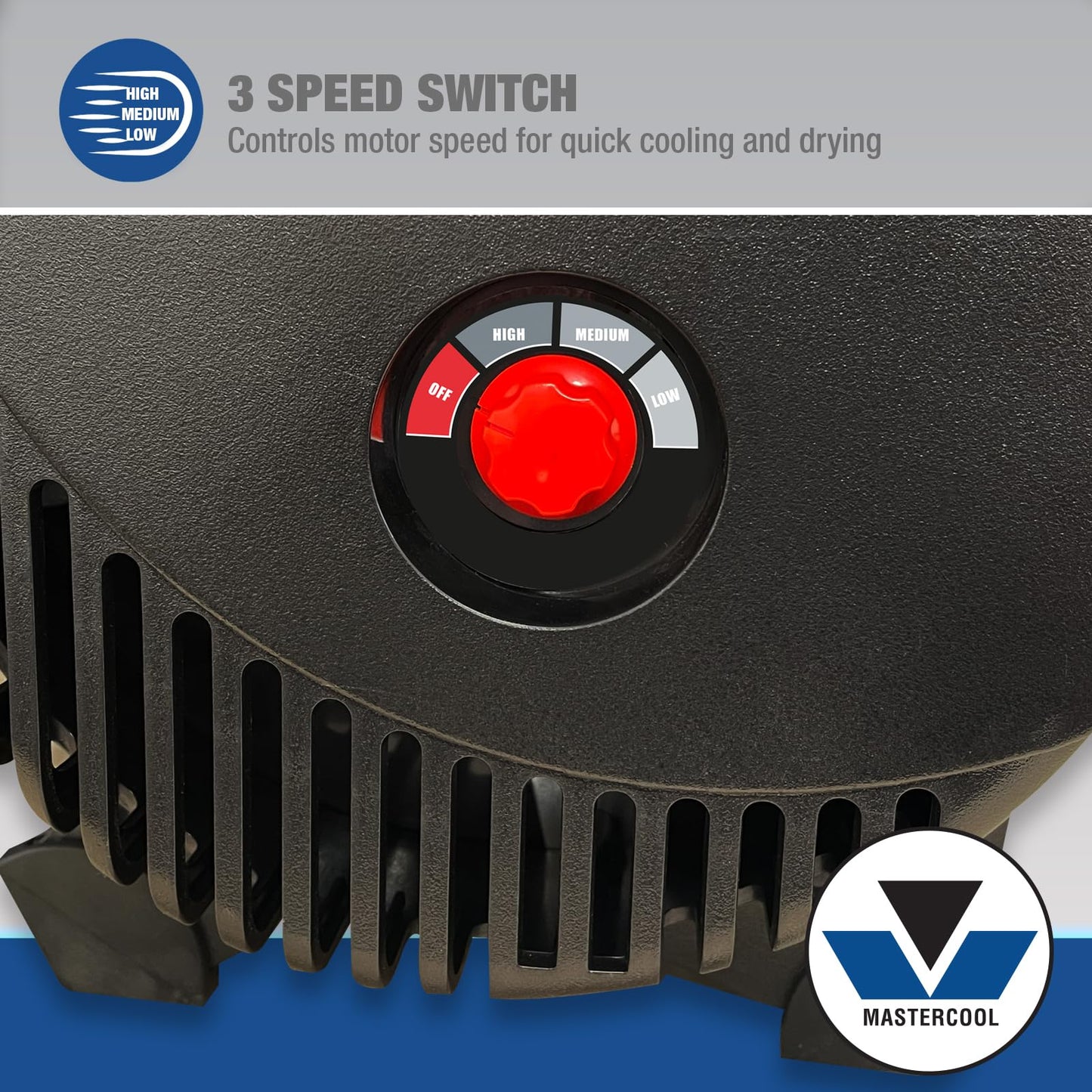 Mastercool 1200 Cfm Blower Fan (21200-A), Cools & Dries, 3-Speed, Impact-Resistant Abs, Adjustable Feet, 2 Grounded Receptacles,