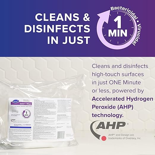 Oxivir Diversey 1 100850925 Disinfectant Cleaning Wipes, Pre-Moistened with Accelerated Hydrogen Peroxide AHP, Unscented, 160 Extra Large 11x12-Inch Wipes, 1-Refill Bag