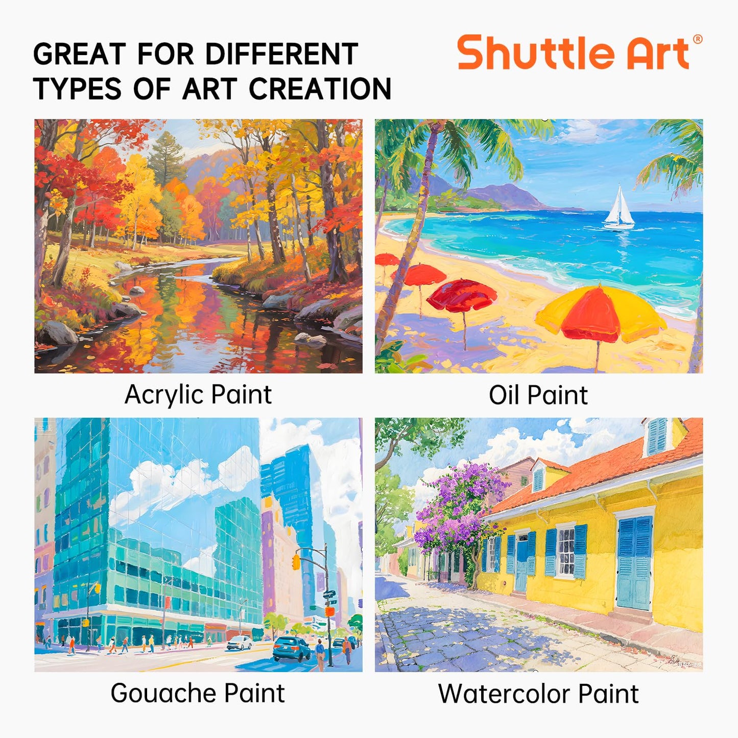 Shuttle Art 36 Pack Canvas for Painting, 5x7 & 8x10 Inch(18 of Each), Primed, 100% Cotton Blank Canvas Boards for Painting, Ideal Art Supplies for Kids Adults Artists Acrylic Oil Painting