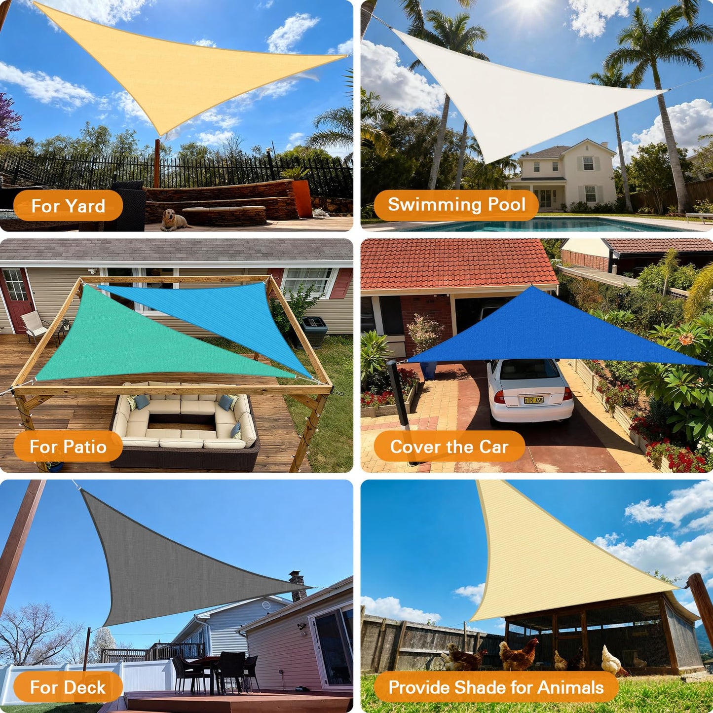 Artpuch 12'X12'X17' Curved Triangle Sun Shade Sail UV Block Mesh 185 GSM Commercial Sliver Grey Outdoor Shade Cover for Backyard, Pergola (Customizable Sizes)