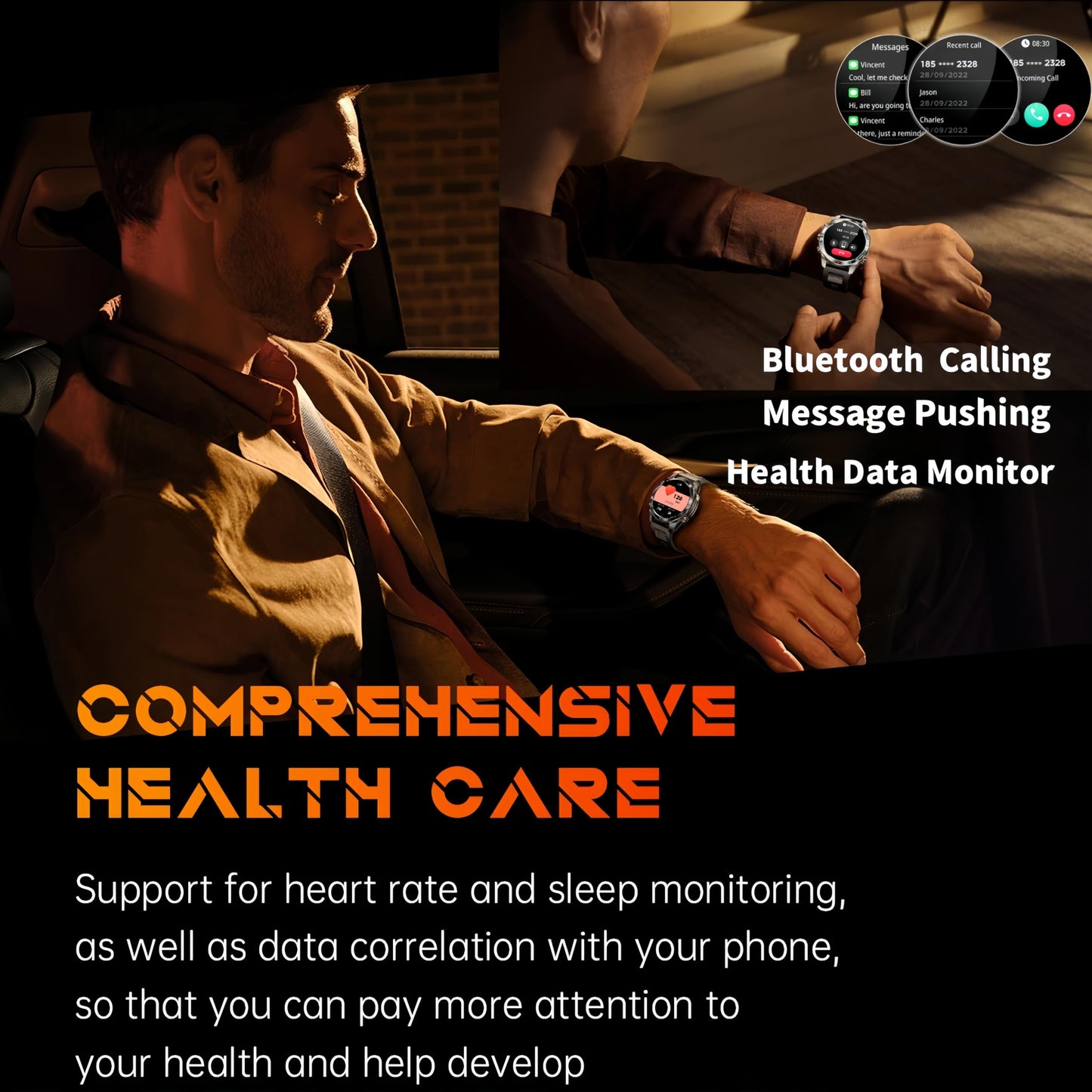 Sedsey- 2025 Latest Tactical 1.47 Smart Watch For Men-Sos Flashlight,530Mah Battery & 5Atm Waterproof Track Heart Rate,Blood O