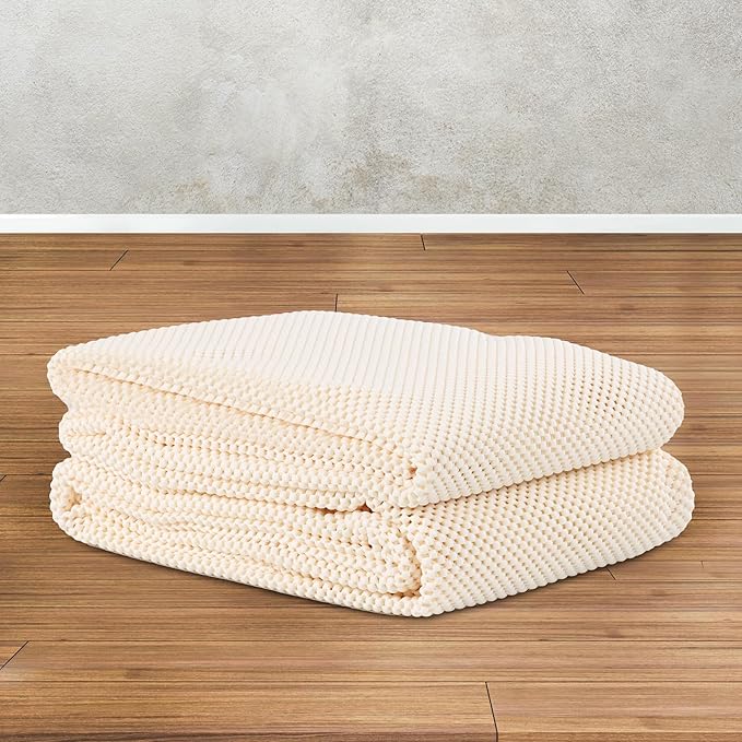 Superior Rio Reversible Rug Pad, Non-Slip, Non-Skid, Thick Mesh Design, Floor Protector, Padding, Furniture Gripper Mat, Slide Stopper, Foam Grip, Polymer Coated Polyester, 2' 6" x 8', Cream
