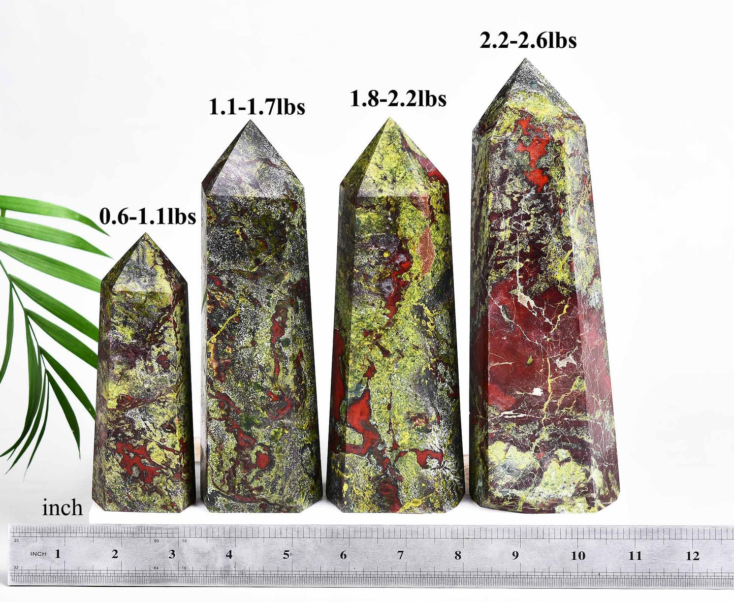 AMOYSTONE Bloodstone Obelisk Large Healing Crystal Wand Tower 6 Faceted Column Reiki Chakra Meditation Therapy Green Red 0.6-1.1 LBS