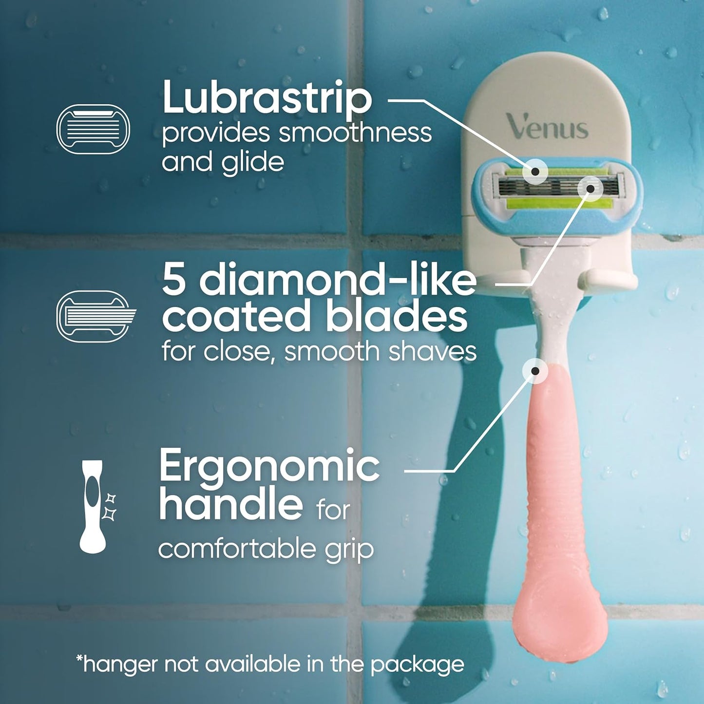 Gillette Venus Extra Smooth Pink Women's Razor, Pivoting Razor Head, 5 Blades for an Extra Smooth Shave, Handle + 3 Blade Refills