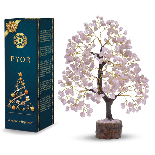 PYOR Rose Quartz Money Tree, Crystal Gifts, Rose Quartz Crystals, Fengshui Money Tree, House Warming Gifts New Home, Pink Office Supplies, Healing Crystals, Pink Room Decor for Women, Spiritual Decor