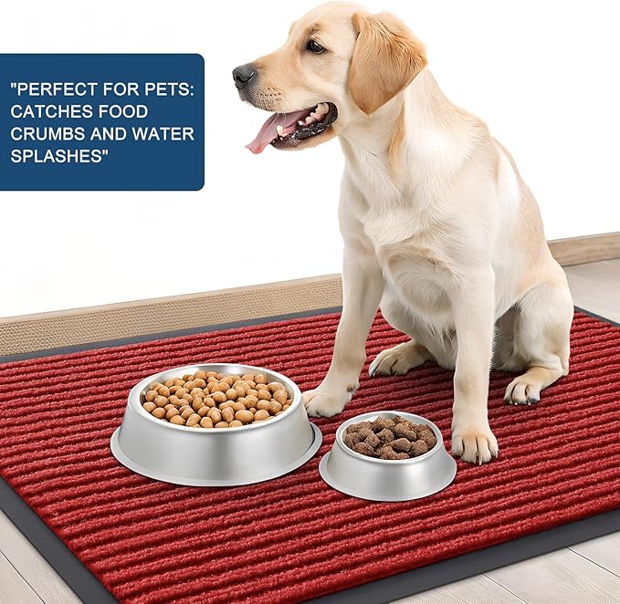 OLANLY Front Door Mat Indoor Outdoor Entrance, Waterproof Heavy Duty Doormat, Fade Resistant, Low Profile, Easy Clean Patio Porch Welcome Floor Mats for Entry, 47x30, Red