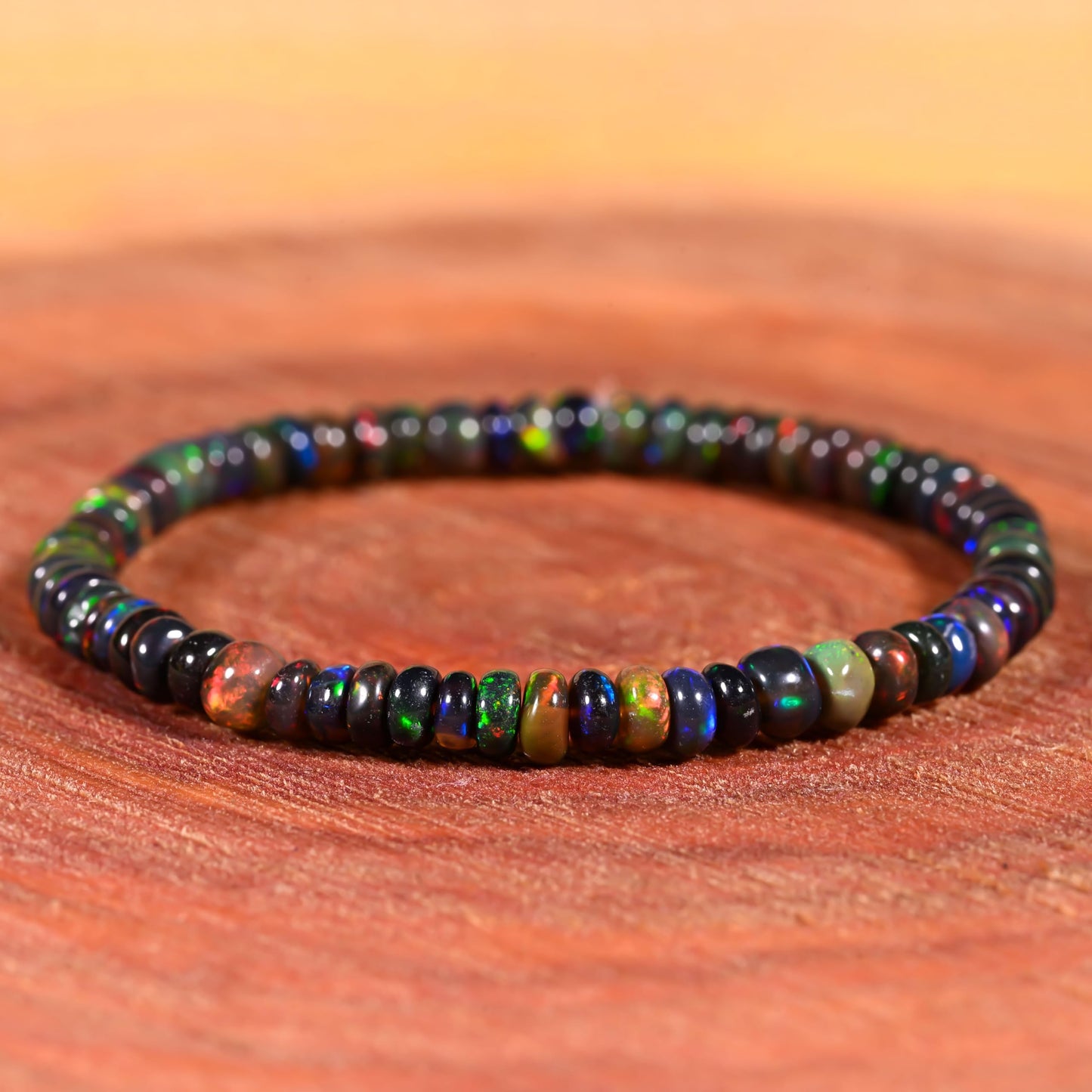 GEMS OF BAY Opal Bracelet (7 Inches, Black)