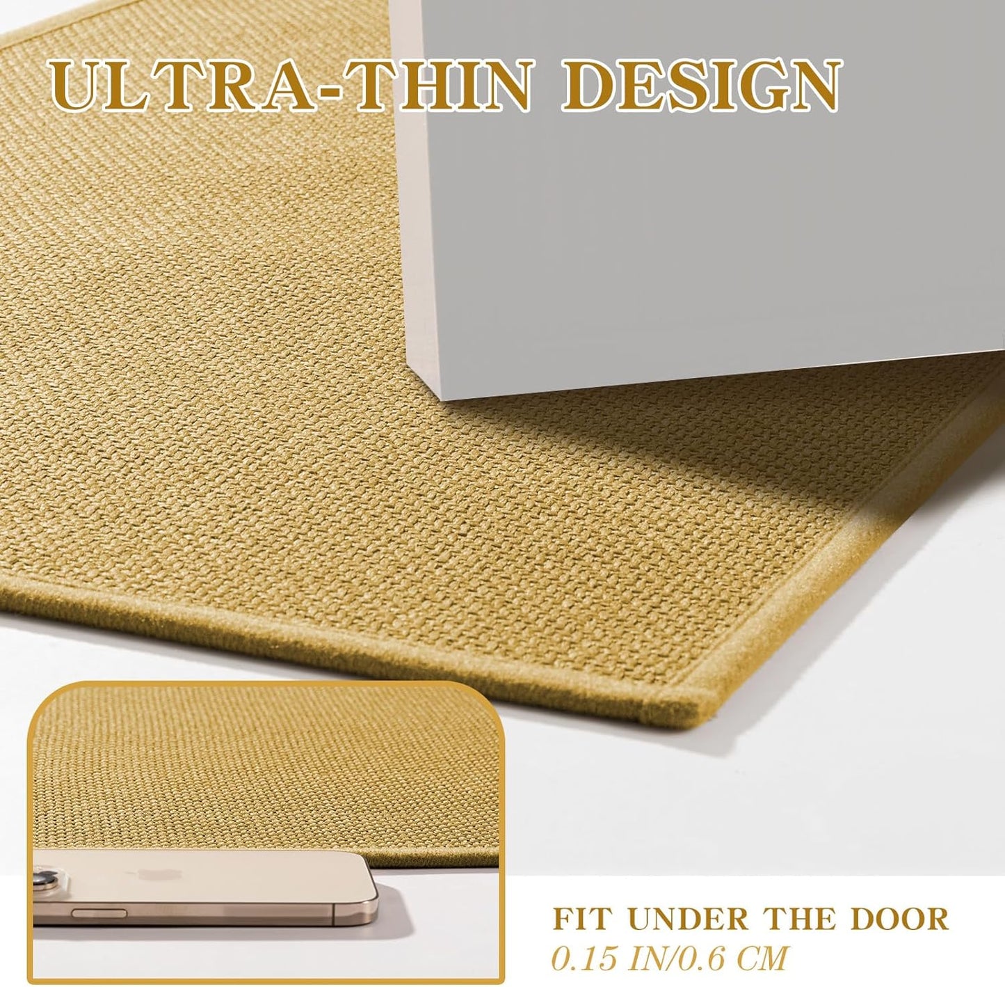 chakme Bathroom Rugs Mat 47x25, Ultra Thin Non Slip Bath Mat Large Quick Dry Absorbent Bath Mat for Bathroom Floor, (Yellow, 47"x25")