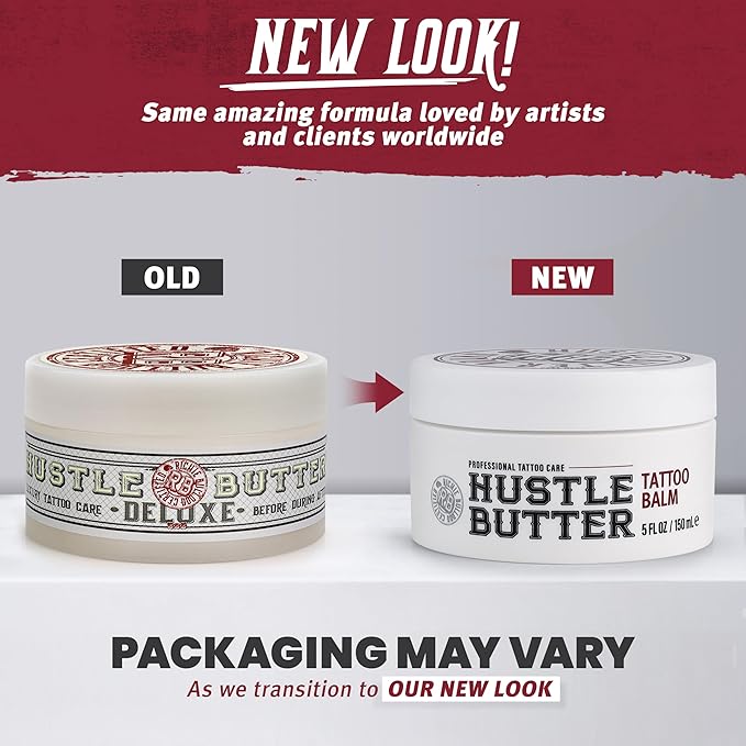 Hustle Butter Deluxe – Tattoo Butter for Before, During, and After the Tattoo Process – Soothing Lubrication – 100% Vegan Replacement for Petroleum-Based Products – 5 oz (2 Pack)