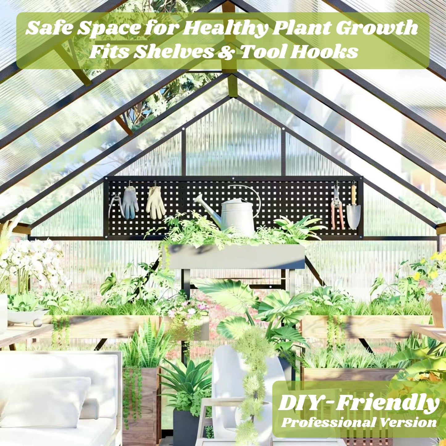 8x10 FT Greenhouse for Outdoors, Polycarbonate Greenhouse with Quick Setup Structure and Roof Vent, Aluminum Large Walk-in Green House for Outside Garden Backyard, Charcoal Black