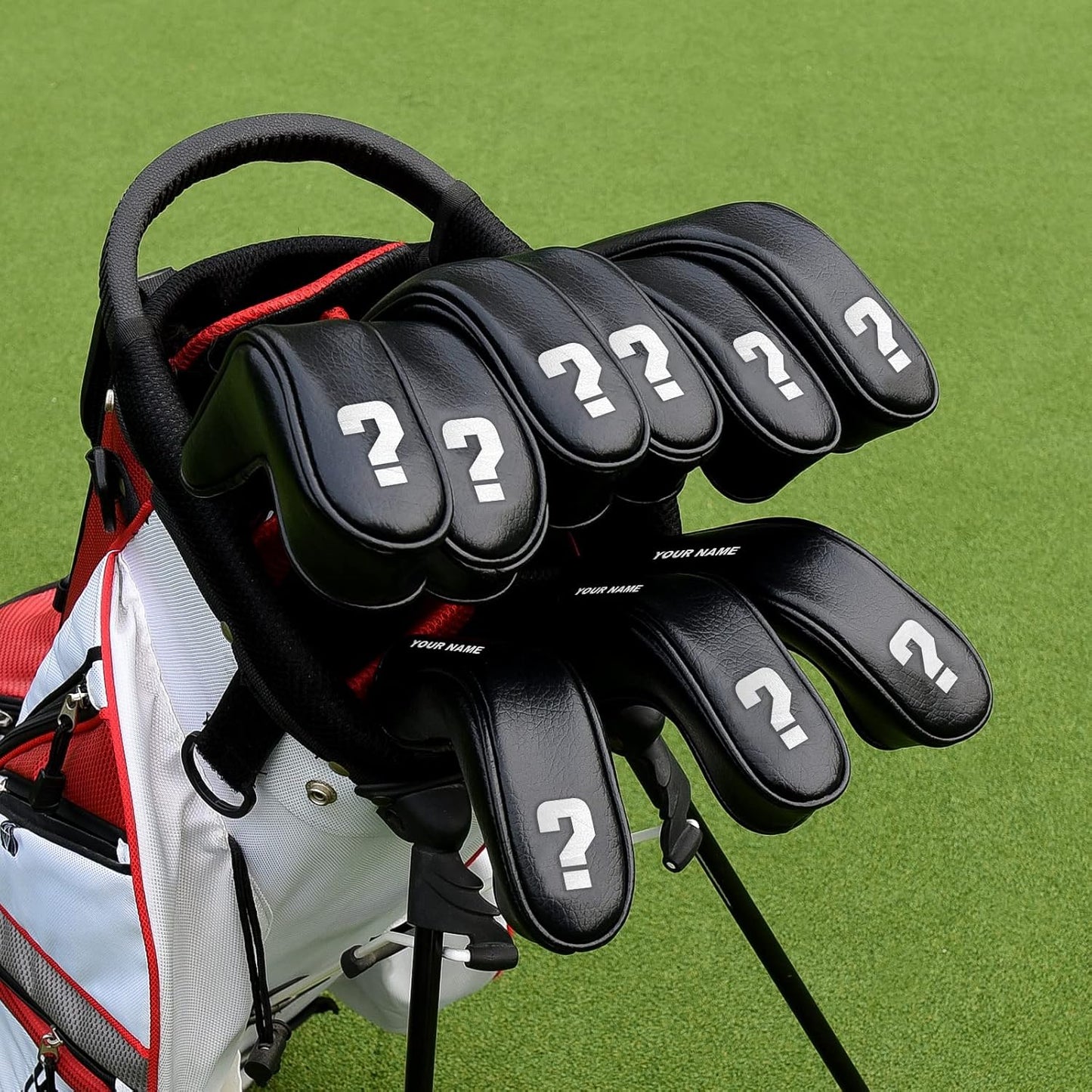 BIG TEETH Golf Hybrid Iron Head Cover 9Pcs, Long Hybrids Iron Covers Head Covers Set, Golf Club Covers W/Big NO. Fits for Cleveland Launcher Cobra T Rail Hybrid Irons