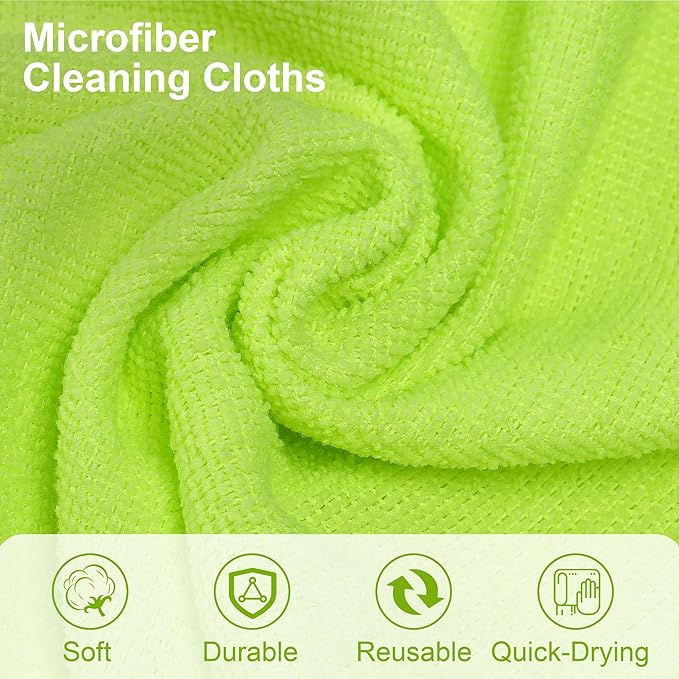 LIVOS Microfiber Cleaning Cloth Roll - 80 Pack, Reusable Paper Towels Green Tear Away, Microfiber Towels for Car, Super Absorbent Lint Free Cleaning Rags for House, Kitchen, Window-11.5"x11.5"
