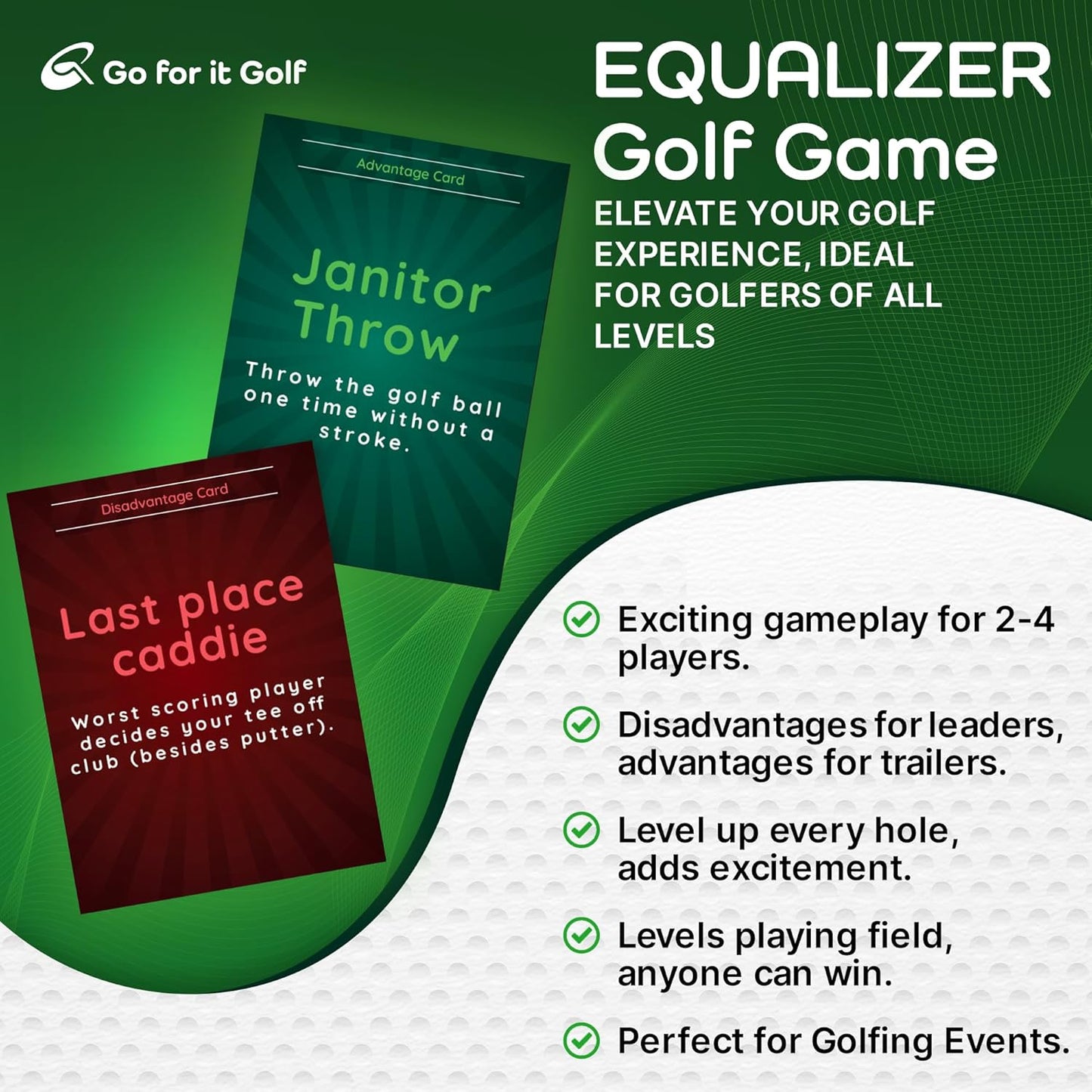 Equalizer: On-Course Golf Card Game, Interactive Fun for Every Hole, Skill-Level Equalizing Cards, Elevate Your Golf Experience, Ideal for Golfers of All Skill Levels