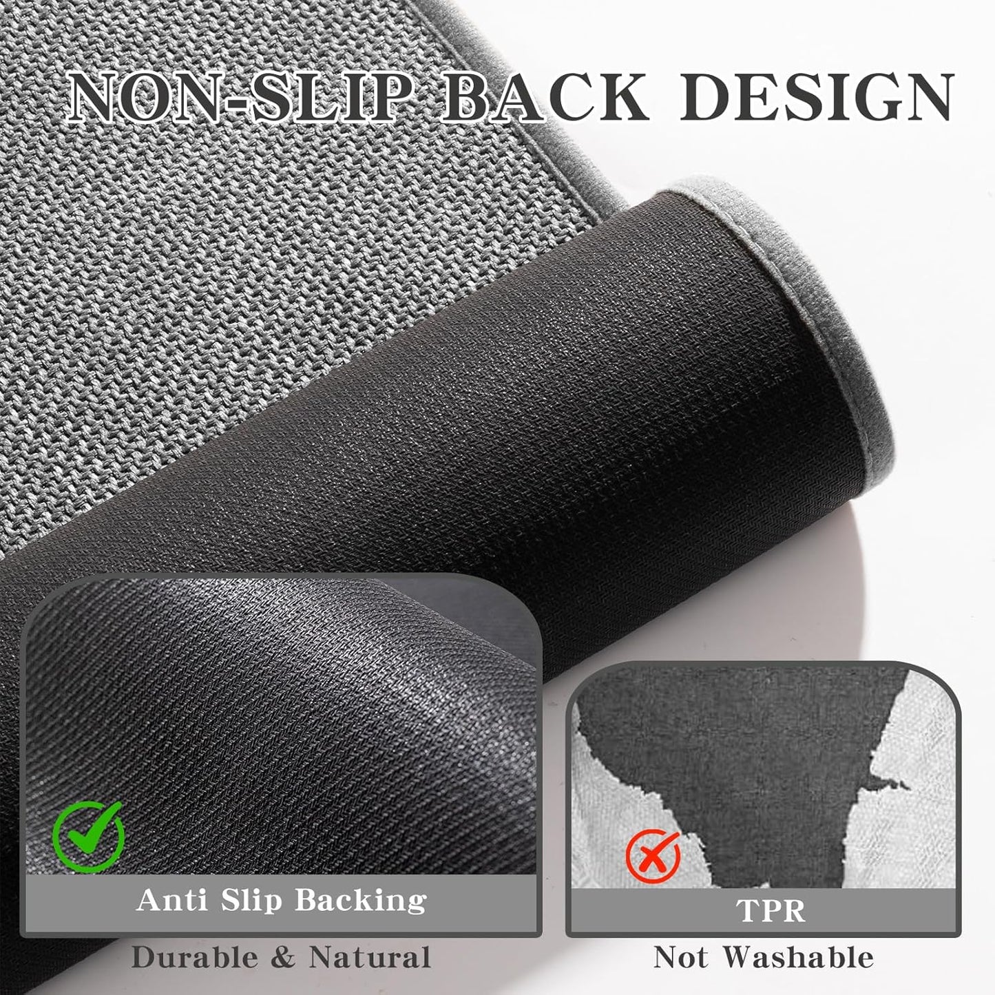 chakme Bathroom Rugs Mat 59x25, Ultra Thin Non Slip Bath Mat Large Quick Dry Absorbent Bath Mat for Bathroom Floor, (Dark Grey, 59"x25")