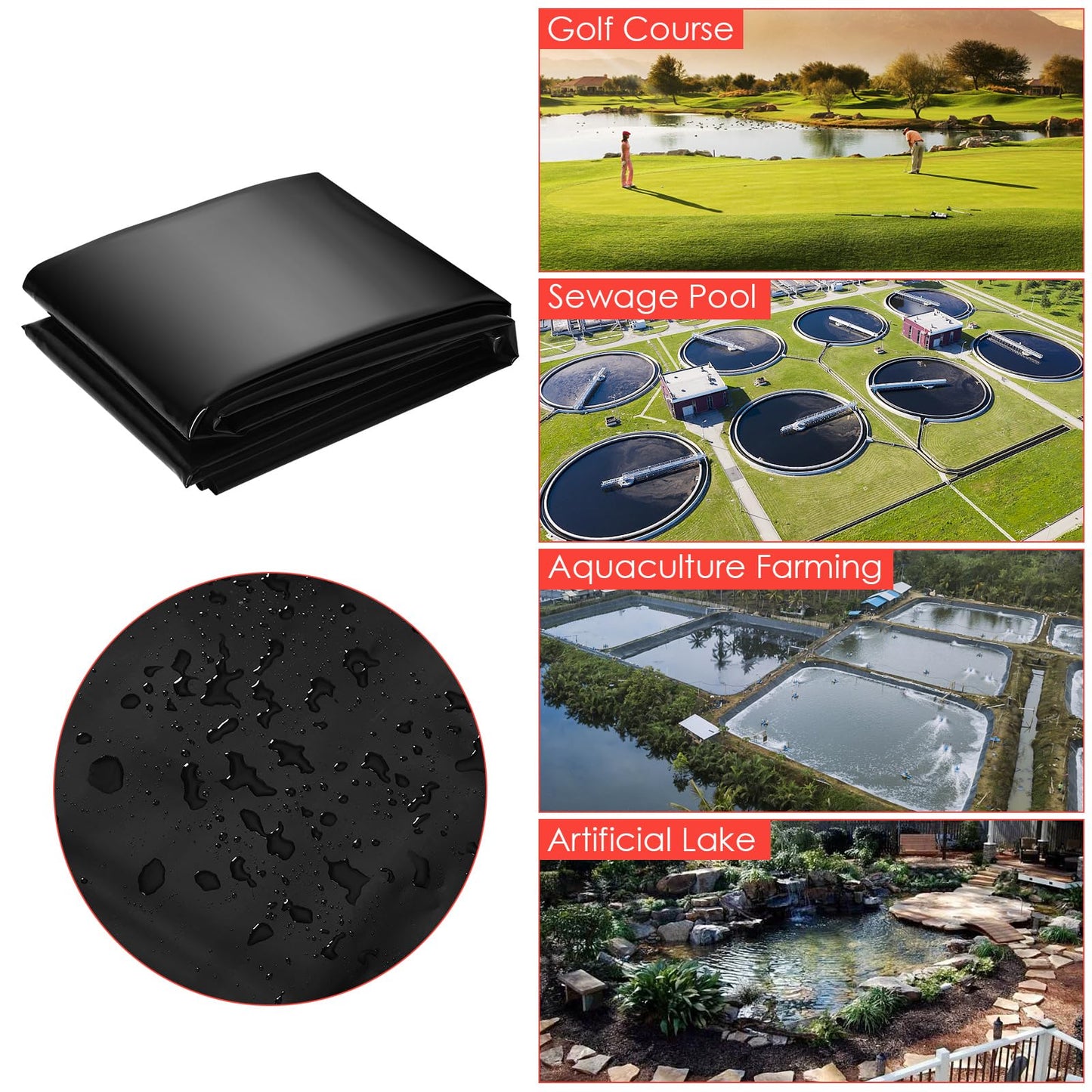 ExploreHorizon 10x15 ft Pond Liner, 45 Mil Thickness, Pliable & Durable EPDM Material, Easy Cutting & UV Resistant, for Fish or Koi, Features, Waterfall Base, Fountains and Water Gardens