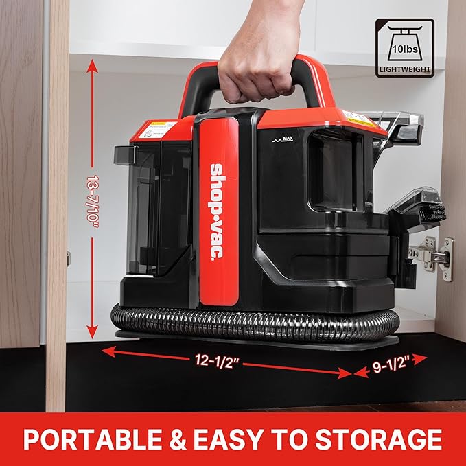 Shop-Vac Portable Carpet and Upholstery Cleaner Machine, Powerful Spot Cleaner for Pet Stains, Sofa, Rug, Mattress, Curtain and Car Seats, Lightweight with Two Cleaner Solutions