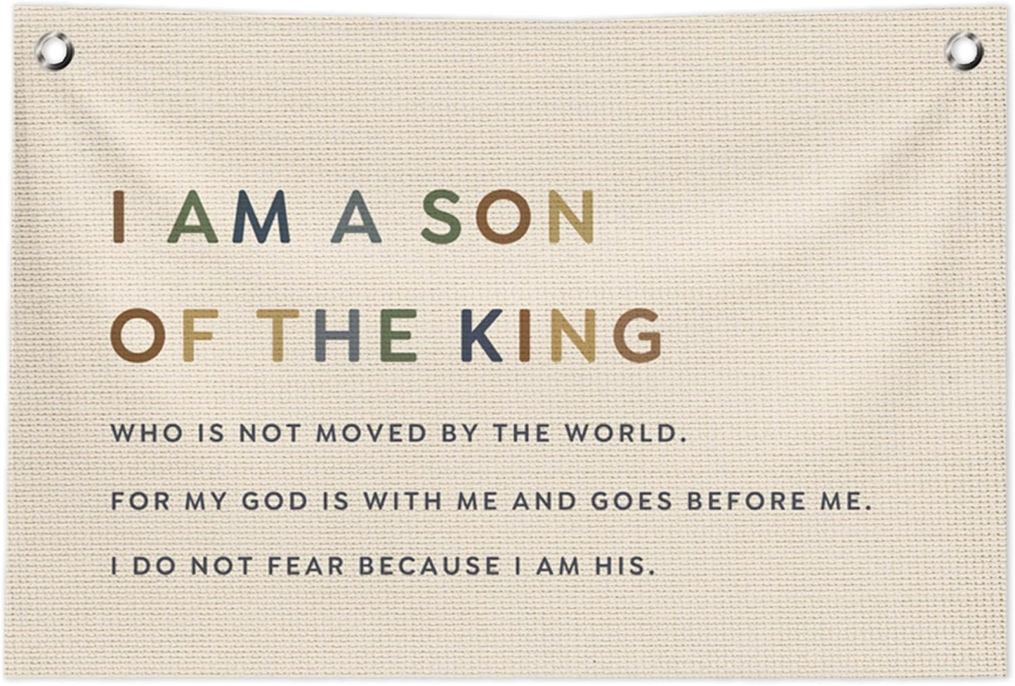 Christian Nursery Wall Decor, Boy Nursery Decor Canvas Banner,I Am a Son of the King Inspirational Hanging Banner Flag Wall Art Decor for Kids Baby Little Boys Room Bedroom Playroom,20x30 in