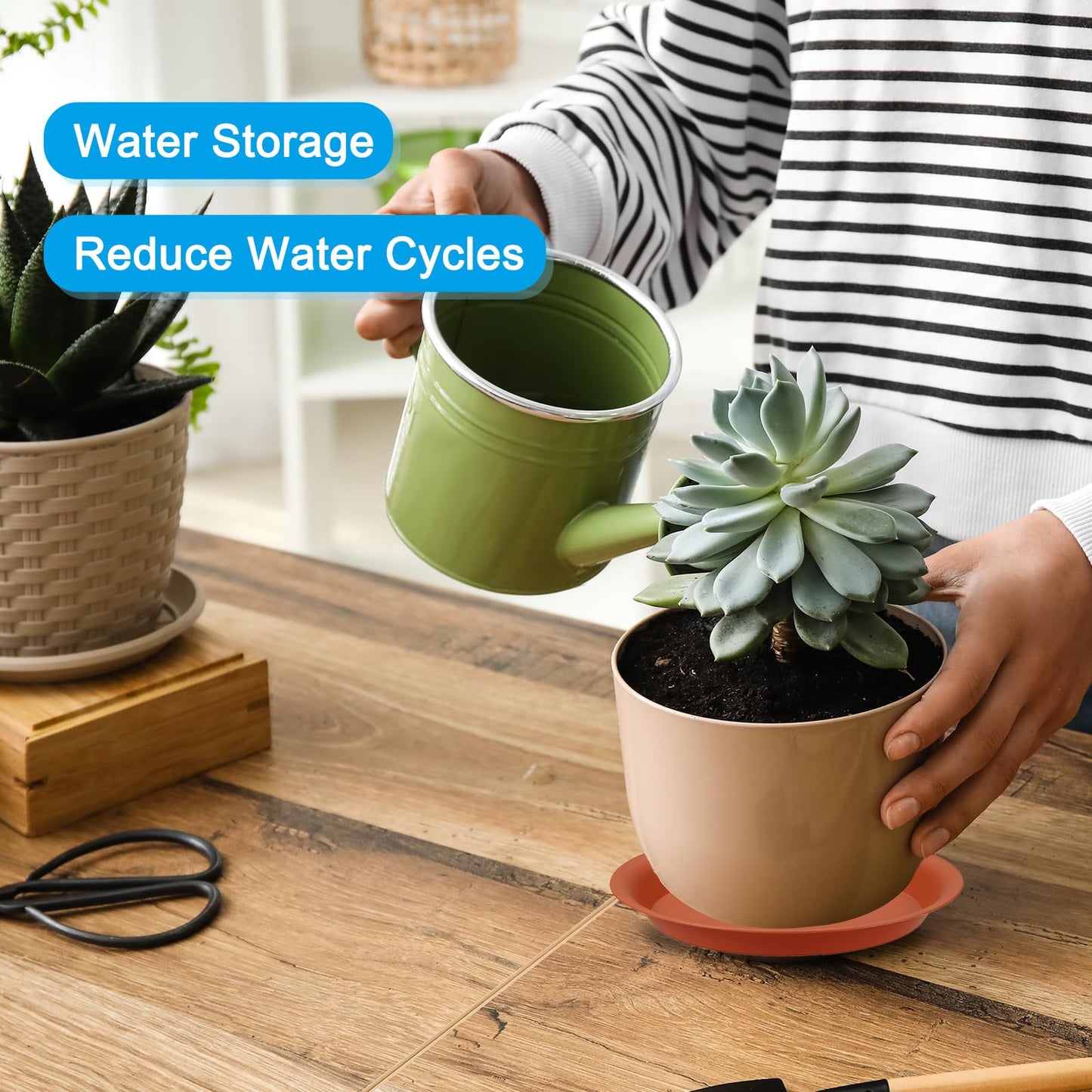 PATIKIL 10 Inch Plant Saucer Tray, 5 Pack Plastic Drip Tray Round Collects Excess Water Flower Pot Drainage Trays for Heavy Indoor Outdoor Pan, White