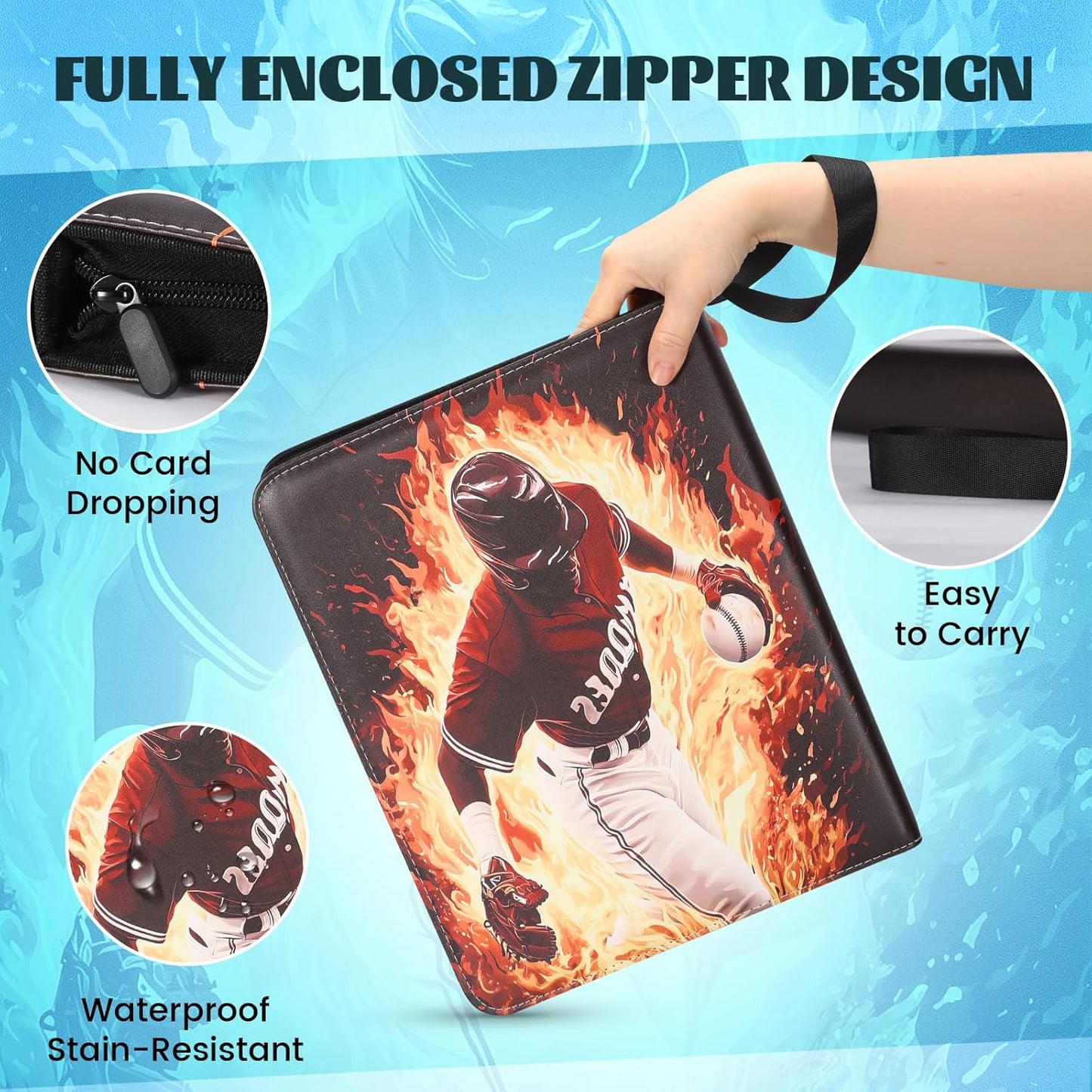 Baseball Card Binder with Sleeves 900 Pockets, Gifts for Baseball Card Collectors, Trading Card Holder Compatible with Topps Card, 50 Sleeves Card Album Card Storage Organizer