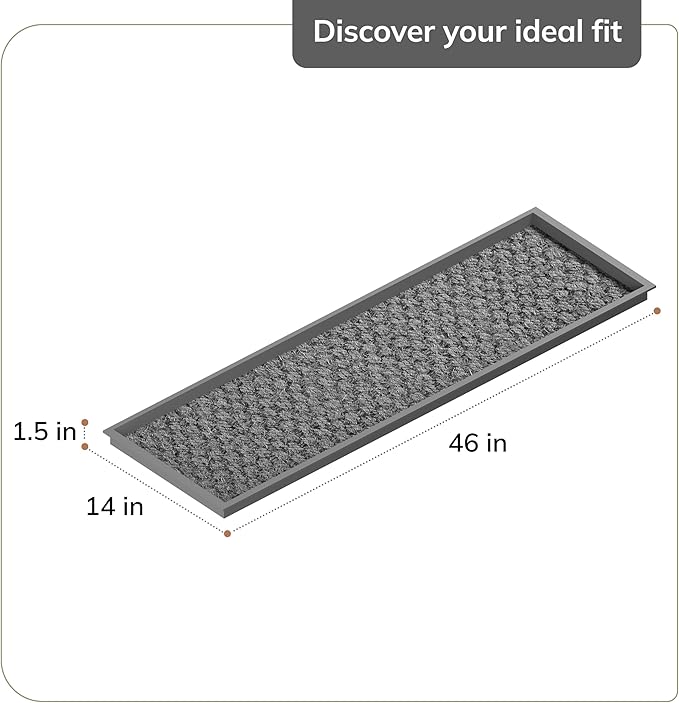 Anji Mountain Heavy Duty Waterproof Rubber Shoe Storage Mat Organizer/Boot Storage Tray Multi Use for Entryway with Coir, Tan Cross Embossed Insert, Fits 4 Pair (46.5" Wide)
