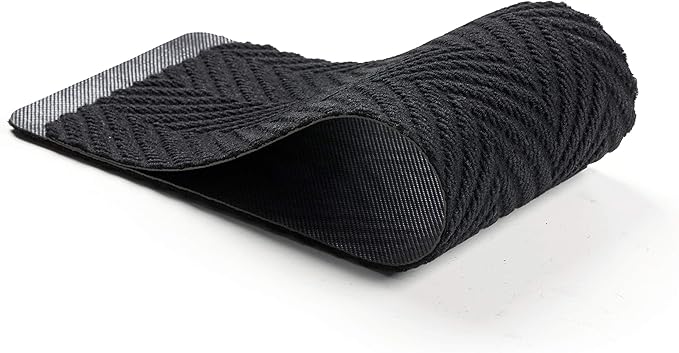 Indoor and Outdoor Carpet Stair Treads - 32" x 8" Non-Slip Stair Treads Carpet for Wooden Steps - Rubber Stair Tread Mats - Stair Rugs Anti Slip for Kids Elders and Dogs – Black Set of 14