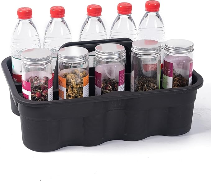 Matthew 3 Pack Large Plastic Tote Tool & Deluxe Supply Cleaning Caddy with Handle Portable Shower Basket Storage Caddy for Cleaning Products,Take-Out Drink,Bathrooms - Black