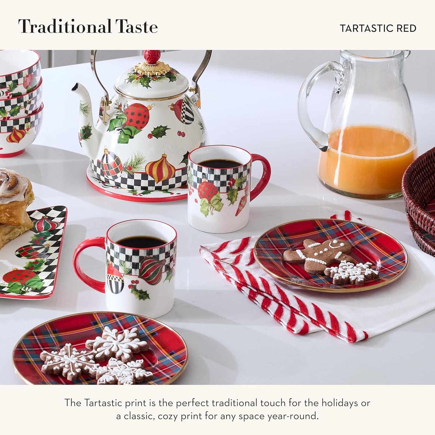 MACKENZIE-CHILDS Enamel Dinner Plate, Decorative Dinnerware Plate, 10 Inches, Tartastic