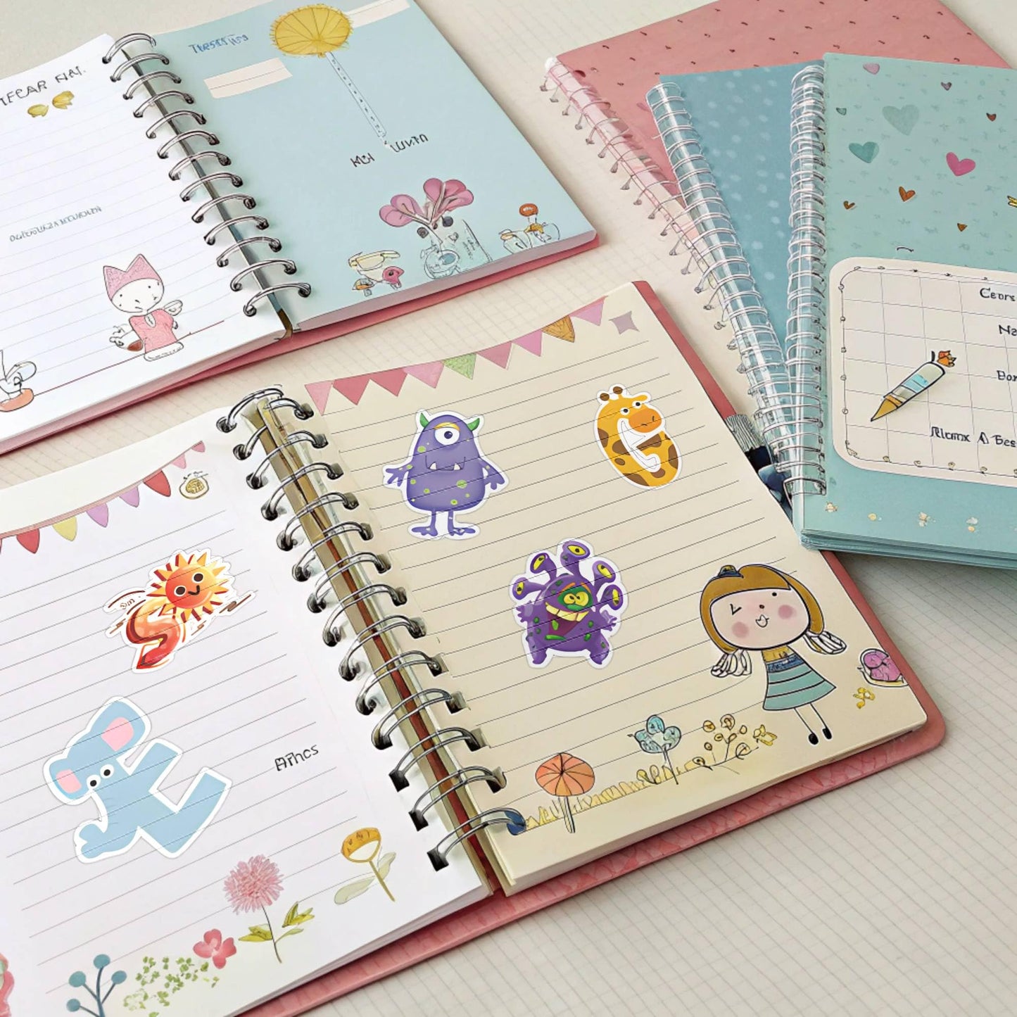 200pcs Reusable Waterproof Vinyl Stickers for Kids-Cartoon Animals Designs Unicorn Little Monster Numbers Letters, Laptop Skateboard No Residue Decals for Water Bottle (Boys&Girls) Bobiagooo