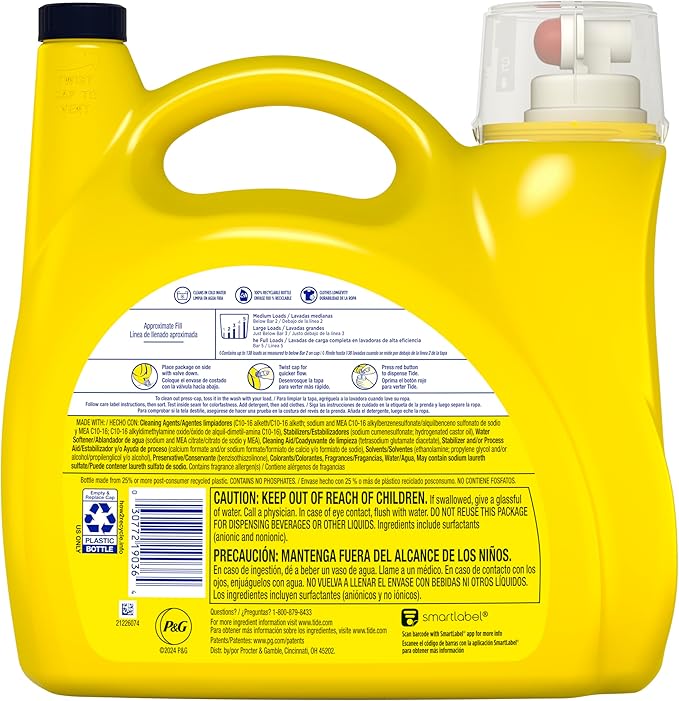 Tide Simply All-In-One Liquid Laundry Detergent, Berry Blossom Scent, 138 Loads, 182 fl oz